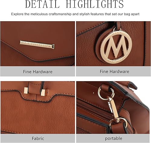 Miniatura 7 de MKF - Bolsos de hombro para mujer - Bolso de bolsillo de piel sintética, cartera para maletín - Correa cruzada, bolso con asa superior