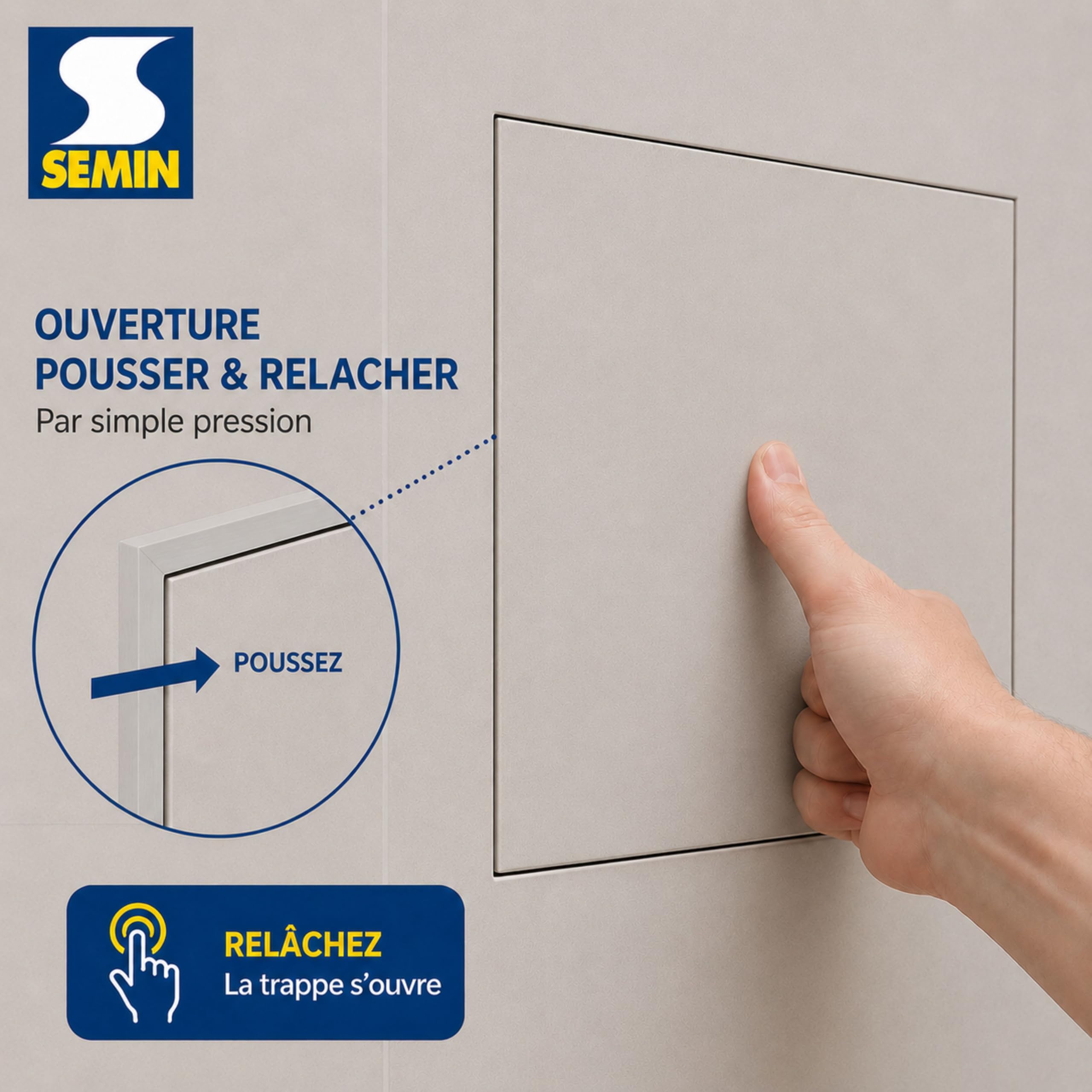 Semin - Trappe de Visite Alu Hydro - 300 mm x 300 mm - Accès aux Gaines Techniques et Conduites
