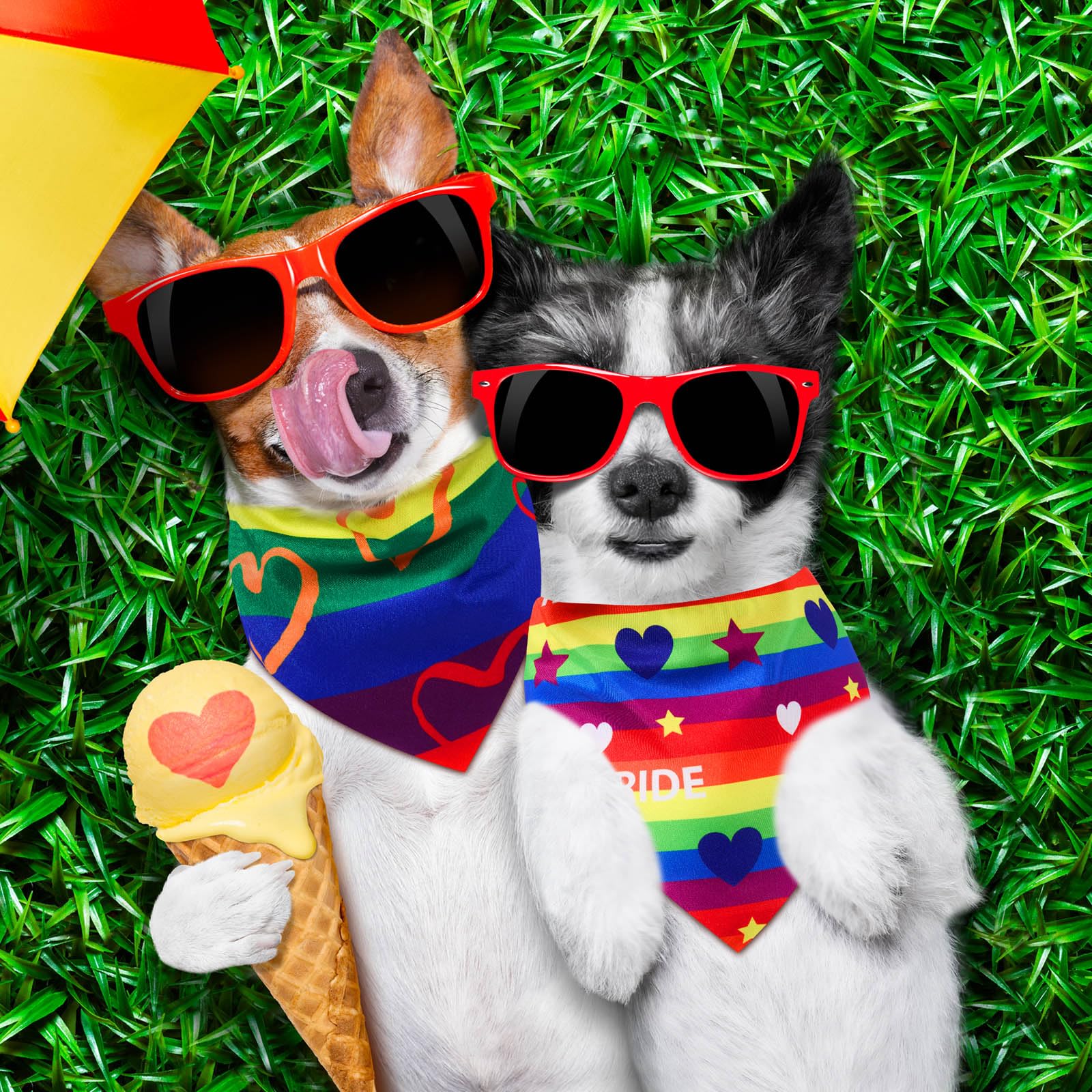Chicingyou 48 bandanas de orgullo para perros LGBT, bufandas para mascotas con color arcoíris, rayas arcoíris, bandana para perros y gatos, bufanda triangular para vacaciones de verano, accesorios de