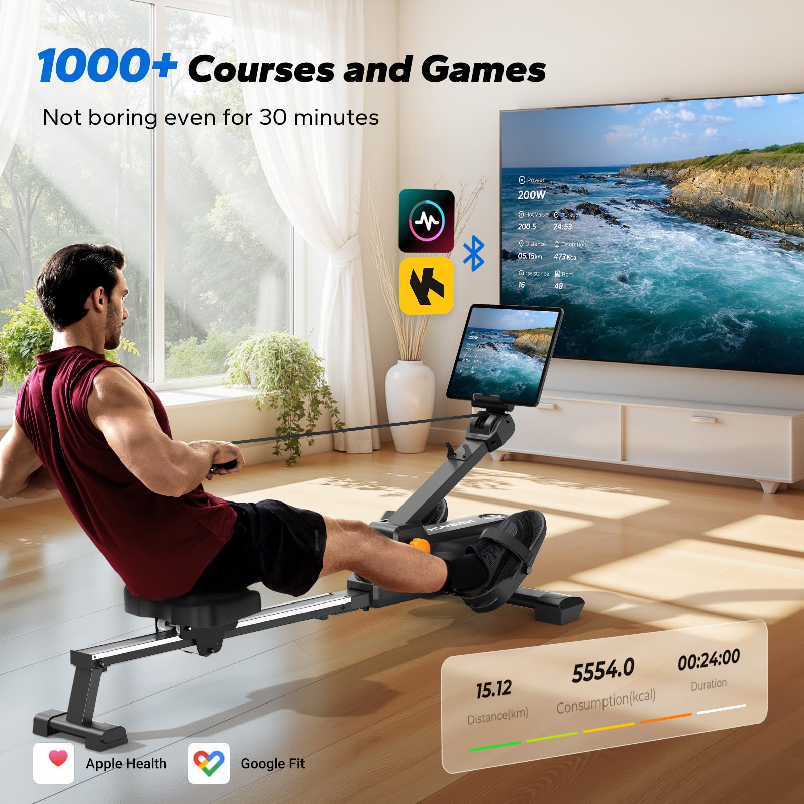 Amazon | MERACH 折りたたみ式ローイングマシン 家庭用 磁気ローイング