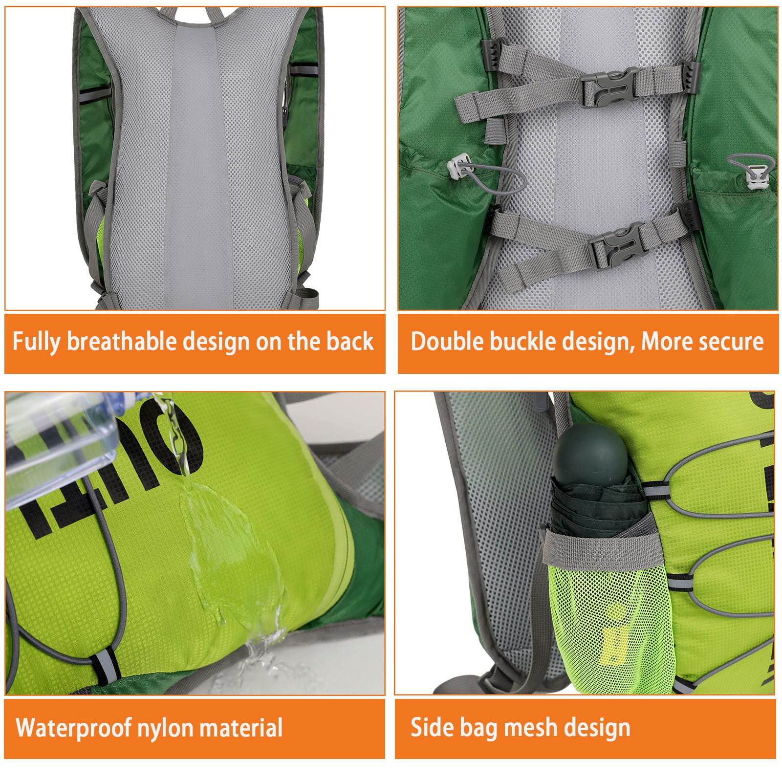 Zaino da corsa da 10 l, leggero e funzionale, adatto per arrampicata all'aperto, trekking, ciclismo, maratona, per uomini e donne