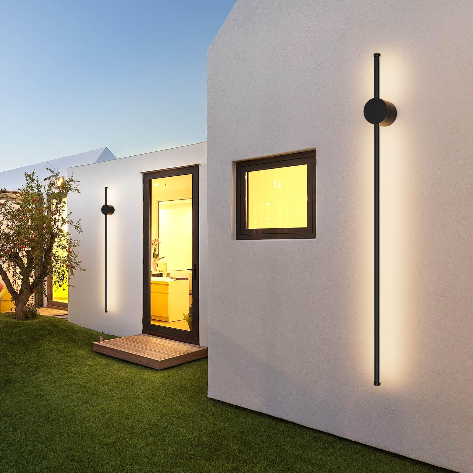 Klighten Lampada da Parete da Interno LED Lunga, 97CM/28W Moderna Applique da Interno, IP65 Luci da Parete Esterno in Alluminio, per Soggiorno Scala Corridoio, Bianco Caldo 3000K, Nero | Lampada da parete in alluminio, impermeabile IP65, 2250 lumen, lampa