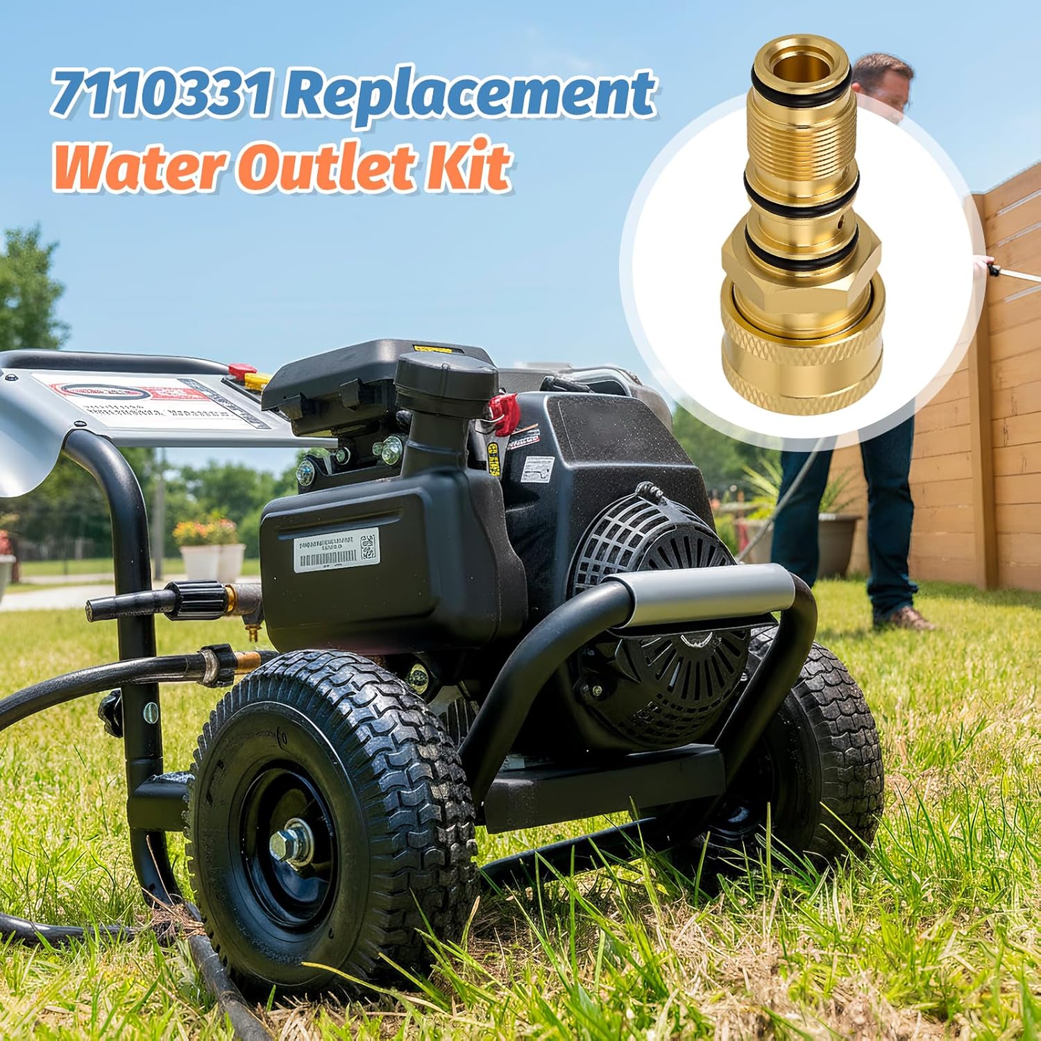 7110331 Water Outlet Kit Replacement High Pressure Cleaning Pump, Compatible with Sim-pson AAA Pressure Washer Pumps 530006 530007 530010 530012 5300038 530039, 3/8" Quick Connect