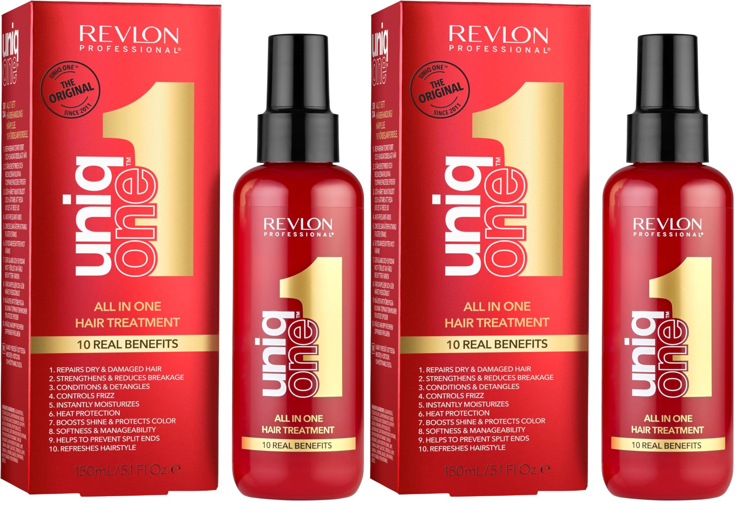 Revlon Professional Leave In Conditioner, Gifts For Women / Men, Vegan Hair Treatment For Shine & Frizz Control (150ml) Classic, All Hair Types (Pack of 2)