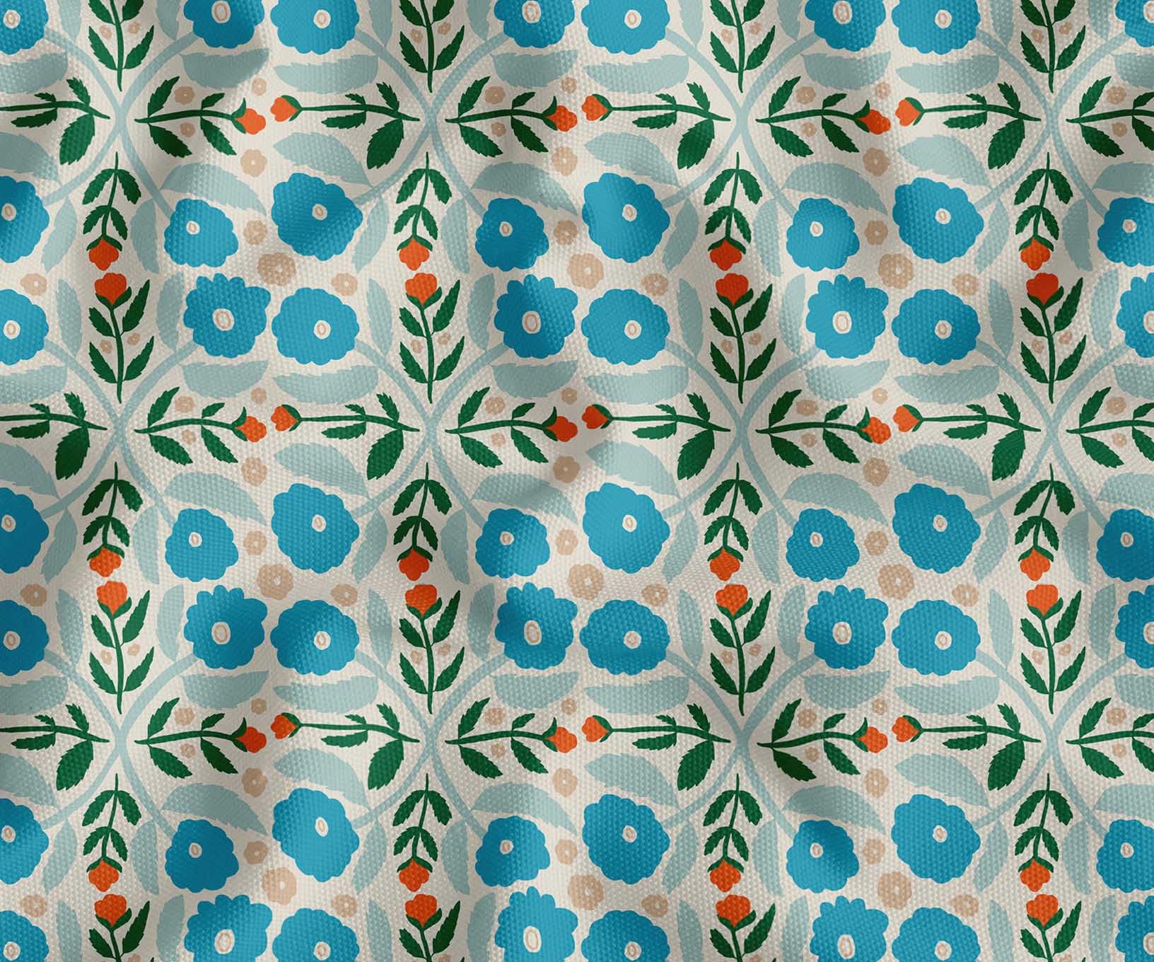 Soimoi Cotton Canvas Fabric by 2 Meter | Printed Floral Design in Blue | 56 Inch Wide | Medium Weight, Durable Material for Upholstery, Bags, Curtains & Crafts-image-44