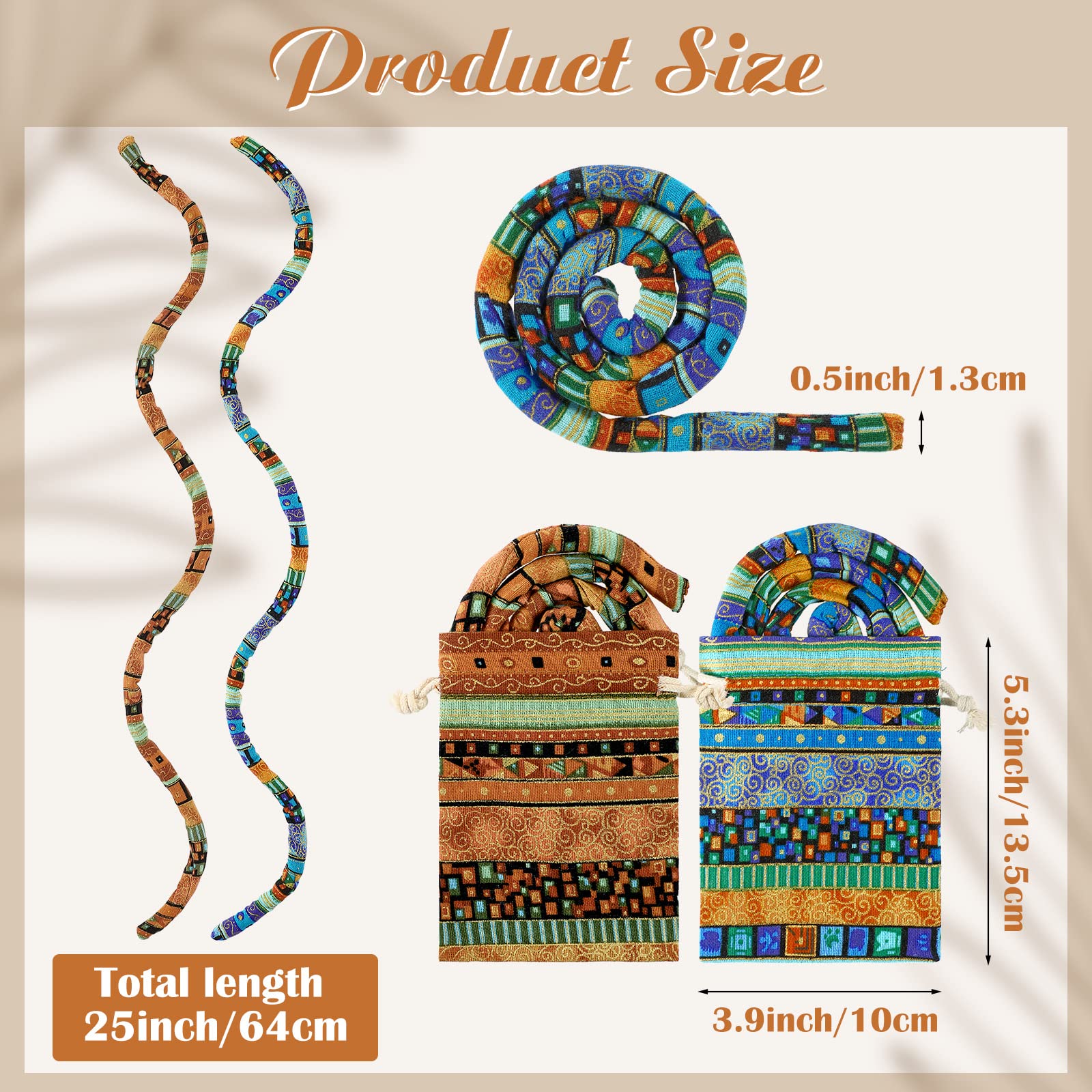 Haargummis mit Spiralverschluss, Dreadlock-Zubehör, Eisendraht, eingebetteter Pferdeschwanz-Halter, blau-braun, Wolken-Stil, Loc Haar-Accessoires, biegbar, lange Dreadlock-Bänder für Damen und Herren