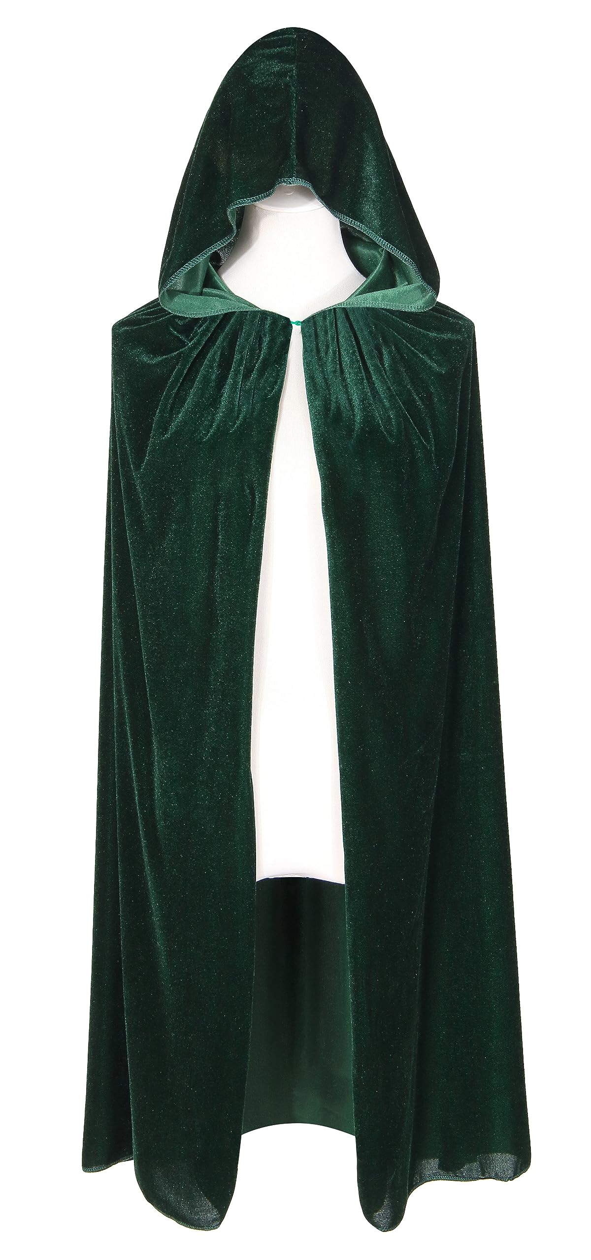 BIGXIAN Kids Hooded Velvet Cloak Halloween Christmas Cosplay Fancy Cape Green