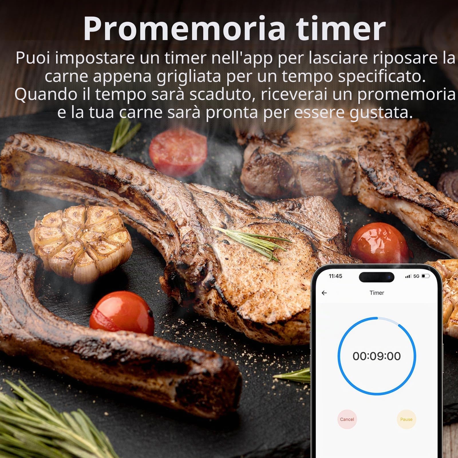 SONOFF BMT01 termometro da cucina a doppia sonda, sonda carne per barbecue, Display LCD con Lettura Istantanea, Timer e Allerta Preimpostata, Adatto per BBQ, Grigliate, Cottura e Forno.