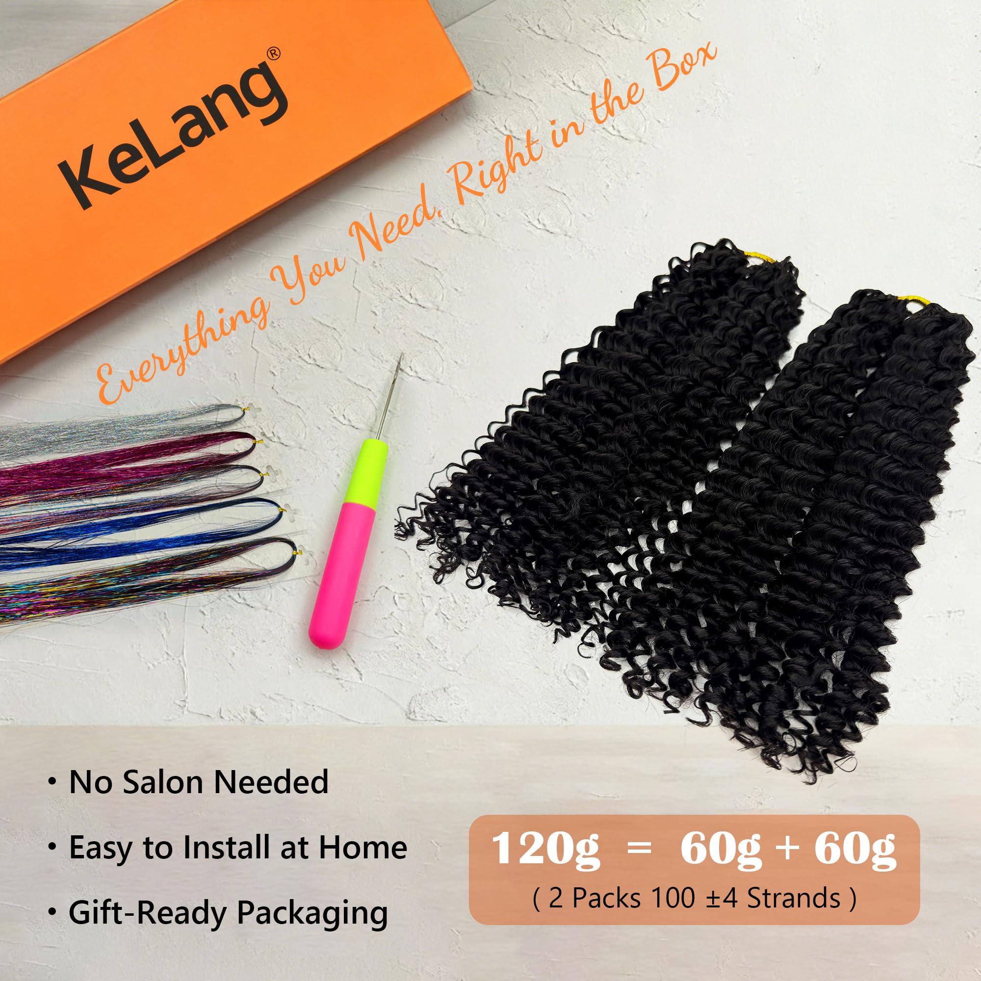 100% Human Hair Pre-Looped Crochet Hair, Natural Black