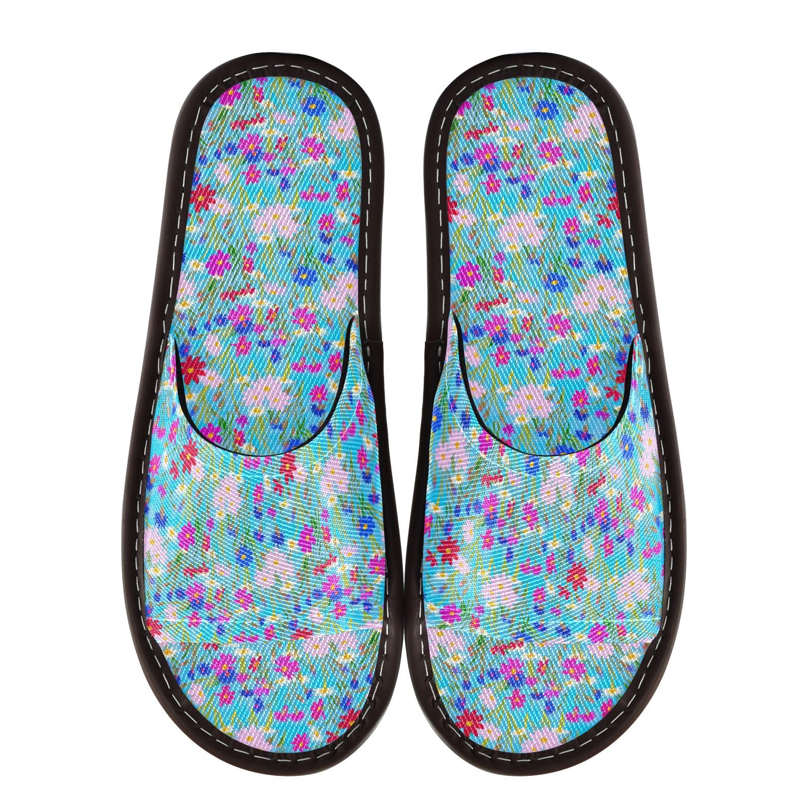 CHIFIGNO Comfortable Lightweight Spa Shoes with Non-slip Sole, Hotel Slippers Size 10