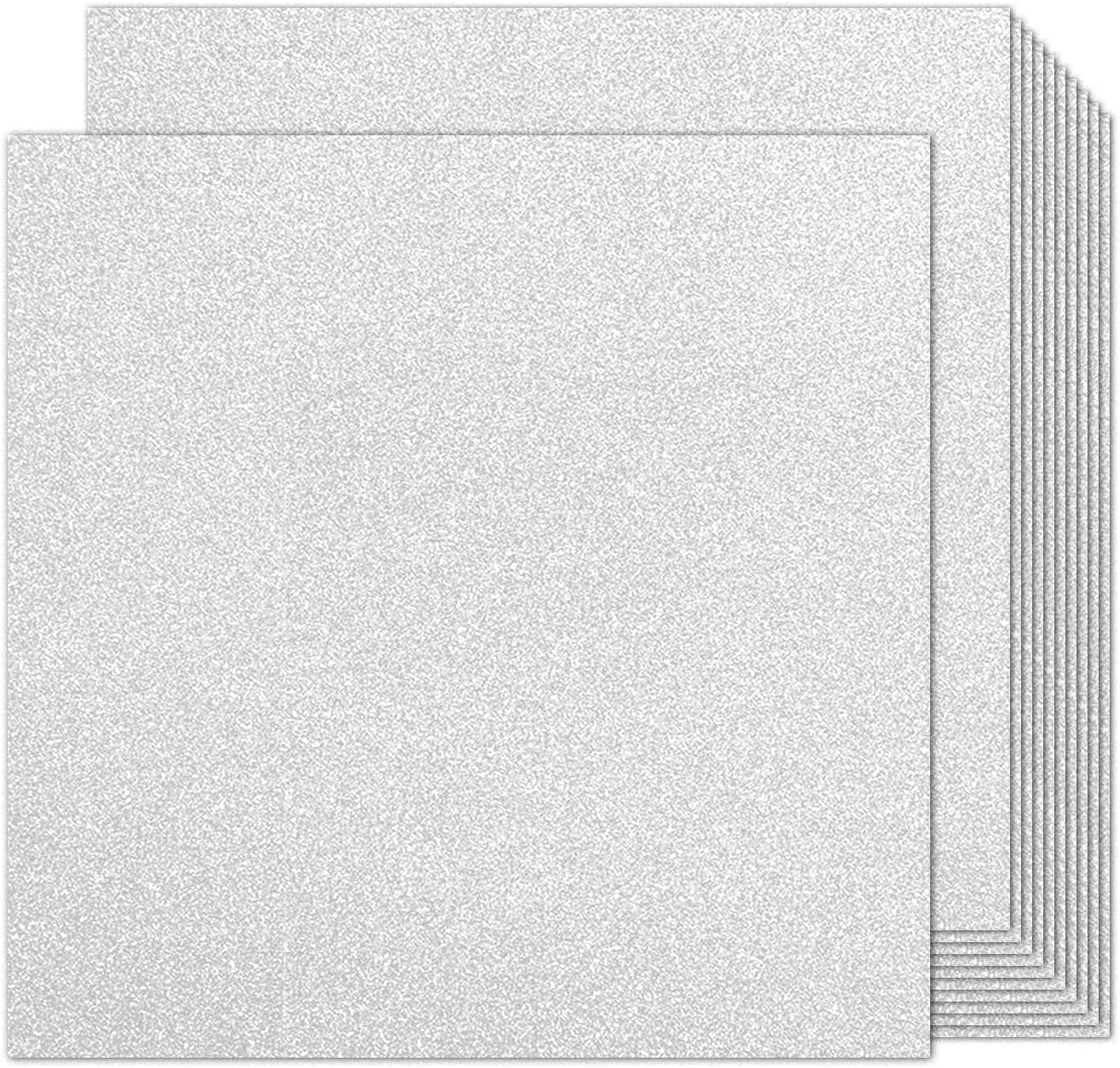 Cartulina plateada con purpurina de doble cara de 12 x 12 pulgadas para Cricut, 24 hojas de cartulina plateada de 12 x 12 pulgadas, papel plateado