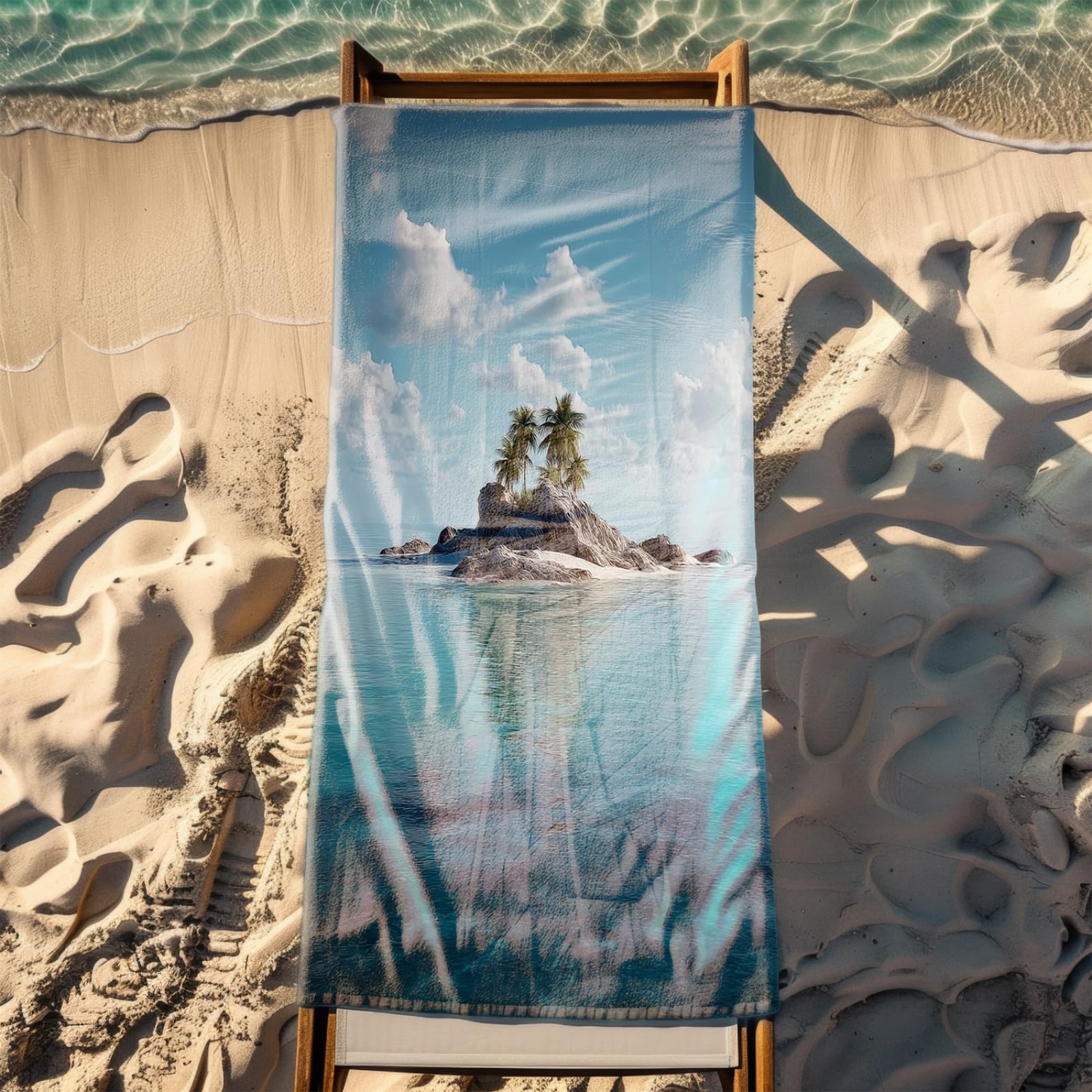 Telo Mare Microfibra 210x230 Isola Grigia Telo Spiaggia Grande Antisabbia,XXL Asciugamano Mare, Asciugatura Rapida, Stuoia Spiaggia Leggero E Portatile