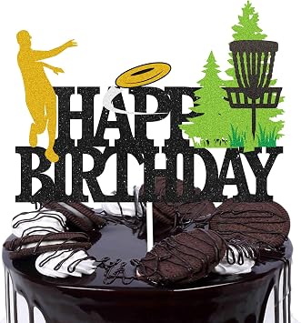 Disc Golf Cake Topper Golf Happy Birthday Sign Cake Topper Golf Ball Player Cake Decorations for Sport Theme Man Boy Girl Birthday Party Supplies.