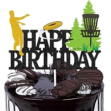 Disc Golf Cake Topper Golf Happy Birthday Sign Cake Topper Golf Ball Player Cake Decorations for Sport Theme Man Boy Girl Birthday Party Supplies.