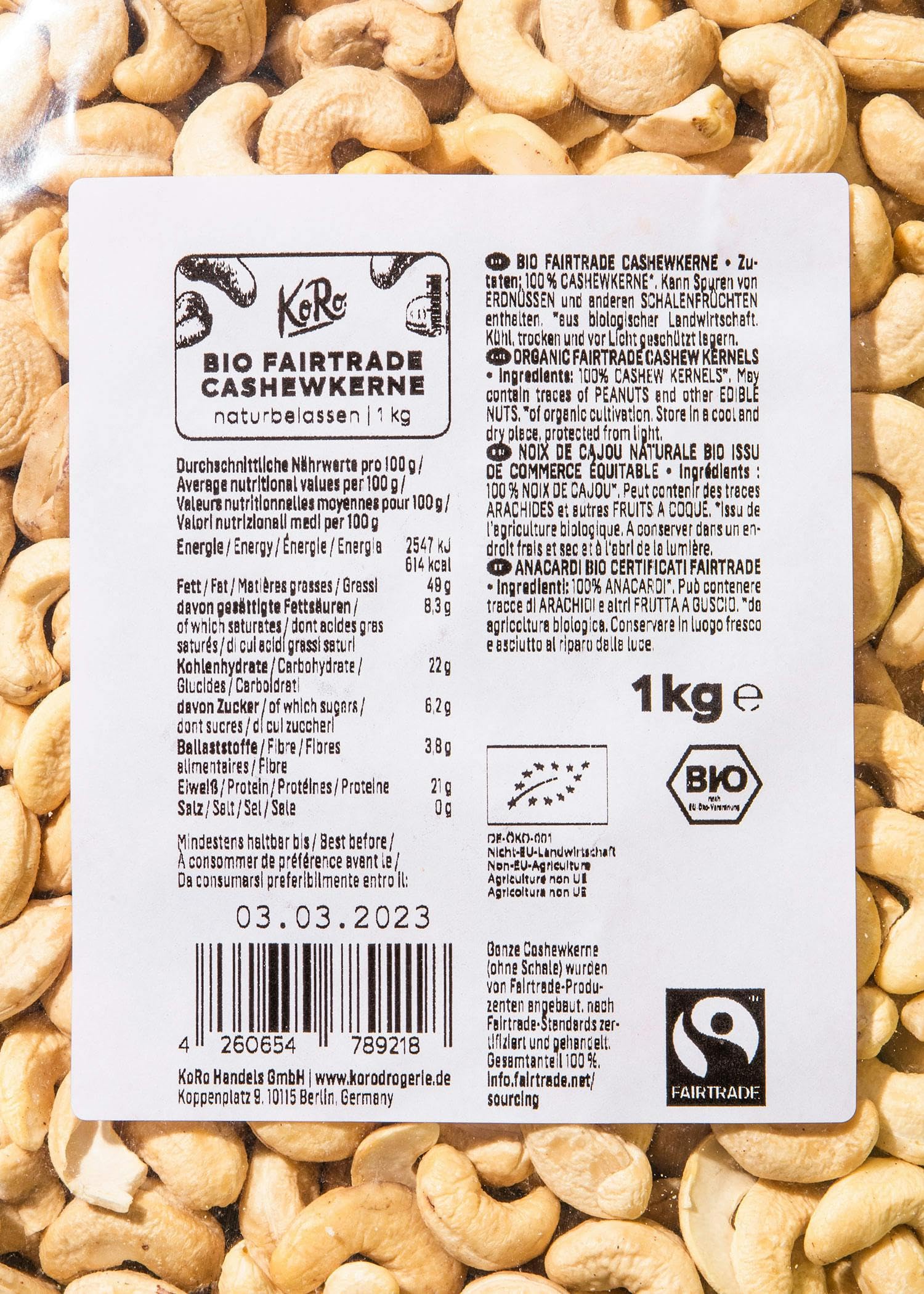 KoRo - Anacardi Fairtrade bio | 1 kg
