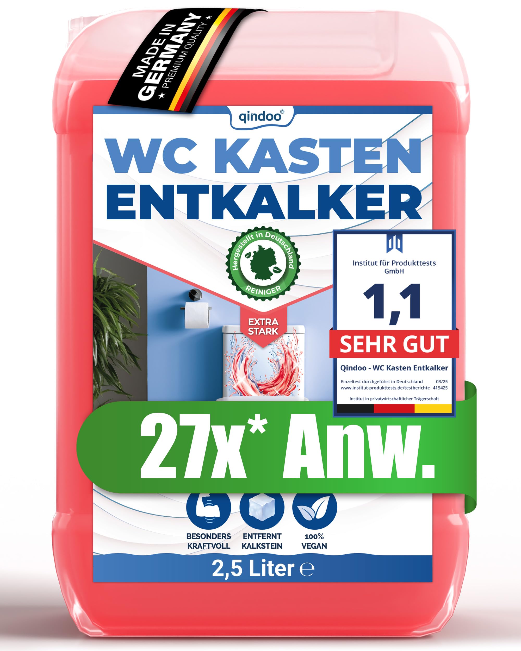 2.5L Spülkasten WC Entkalker Toilettenspülkasten, Extra starker Kalklöser für Aufputz und Unterputz WC Kästen auch bei starken Kalk Krusten der Spülkästen Mechanik, 2.5 liter Kanister