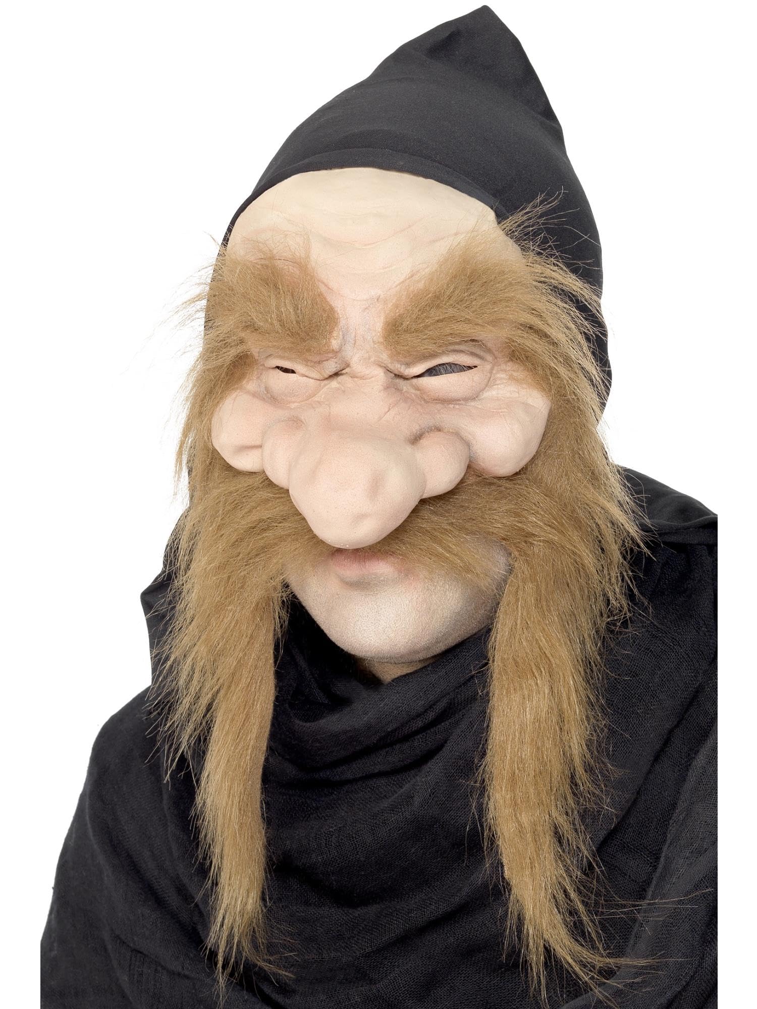 Smiffy's Adult's Digger Face Mask - Mask Digger Fancy Dress Half Face Mens Hood Gnome Costume Halloween Accessory Gold