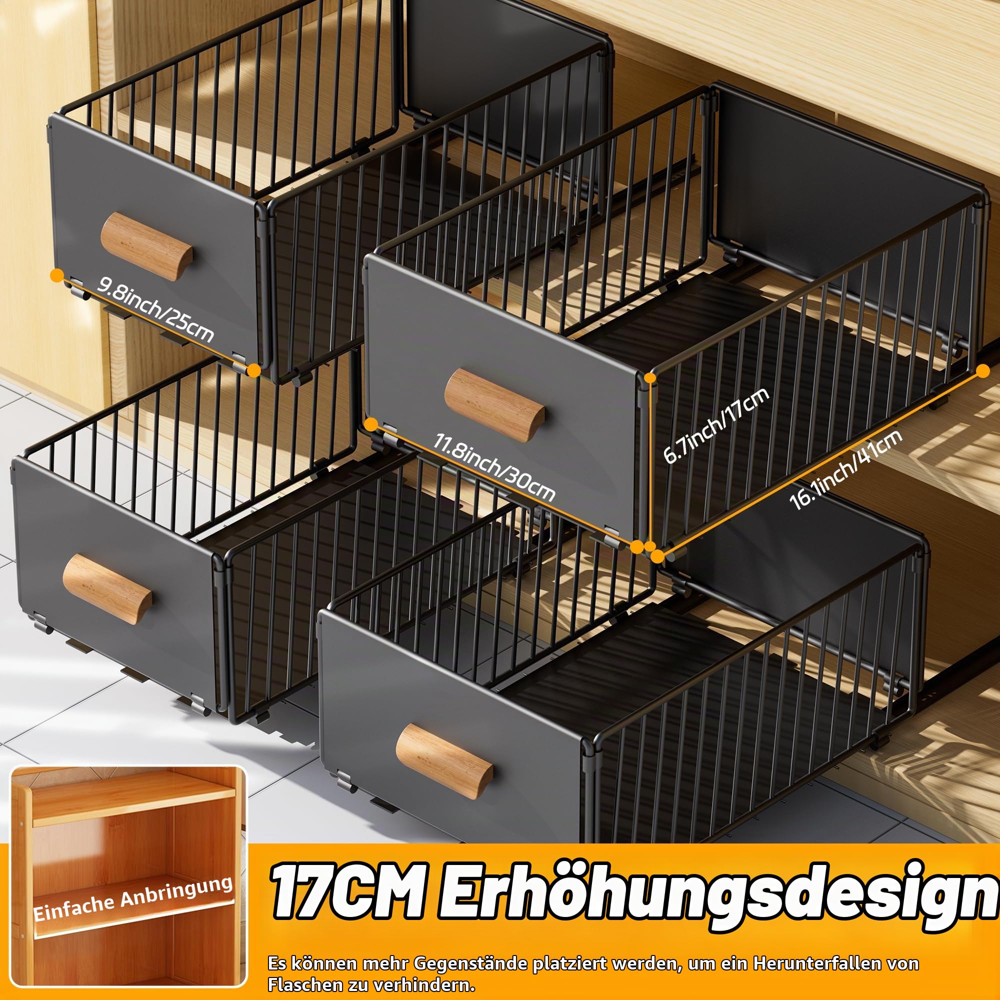 2 Stück Teleskopschublade, Küchenschrank Organizer für KüchenschräNke