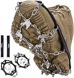 Uelfbaby Crampons atualizados 19 spikes Ice Snow Grips Sistema de travas de tração seguro para caminhar, correr ou fazer caminhadas na neve e no gelo (para sapatos P/M/G/GG/XGG)