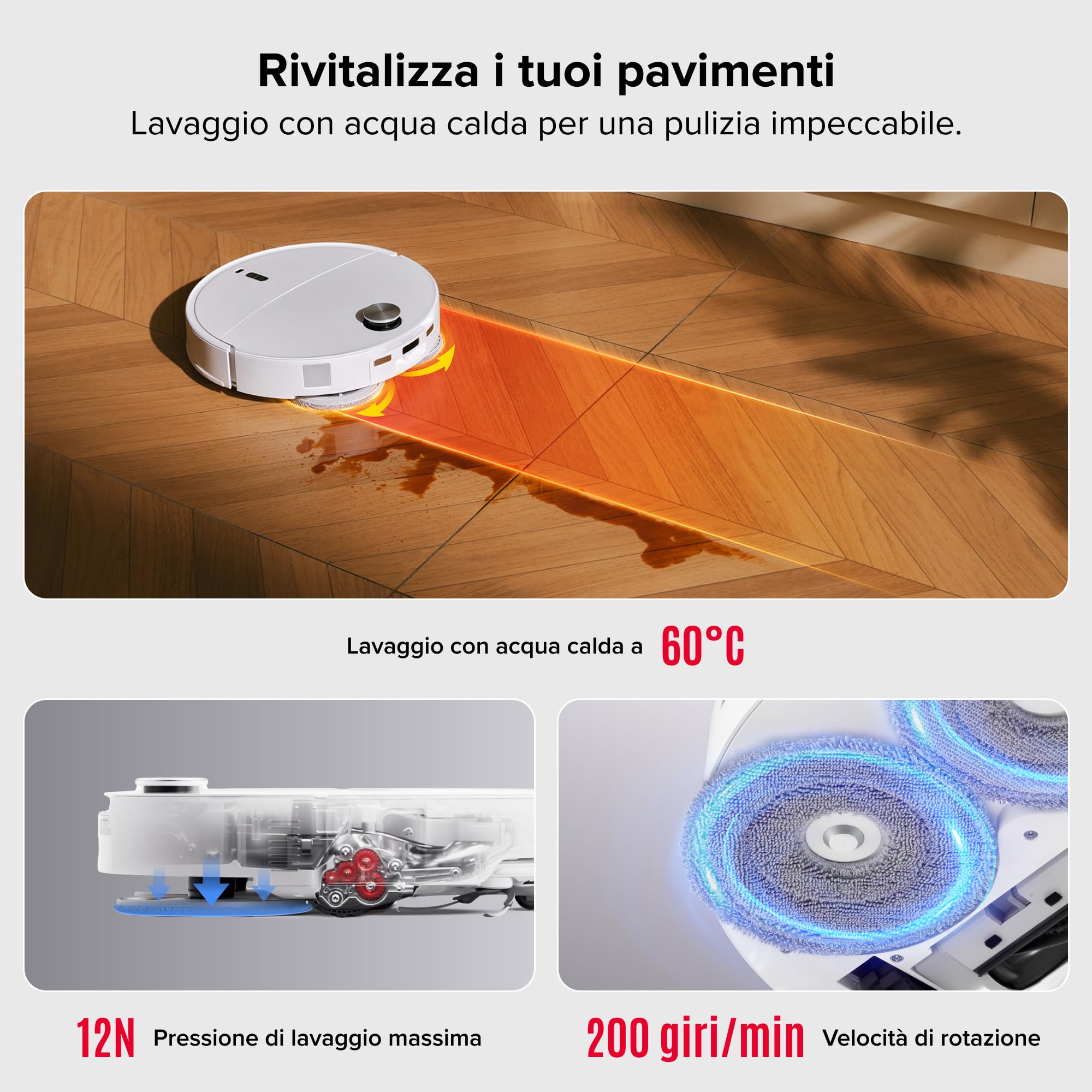 roborock Qrevo Curv 2 Pro Robot Aspirapolvere Lavapavimenti con LDS Retrattile, 7,98 cm, 25000 Pa, Zero-Grovigli, Acqua 100°C, Autopulente, Evita Ostacoli, per Peli di Animali Domestici