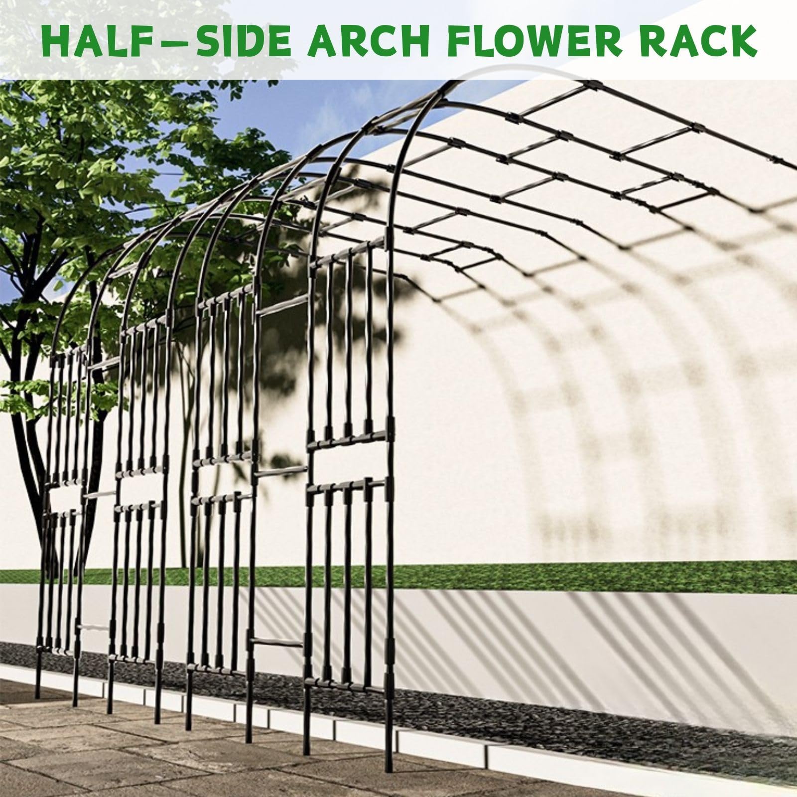 Arche de Treillis métallique pour rosiers grimpants de 240 cm de diamètre, résistante aux intempéries, Demi-Arche Robuste de 120 cm de Large, Support idéal pour Les Plantes grimpantes.