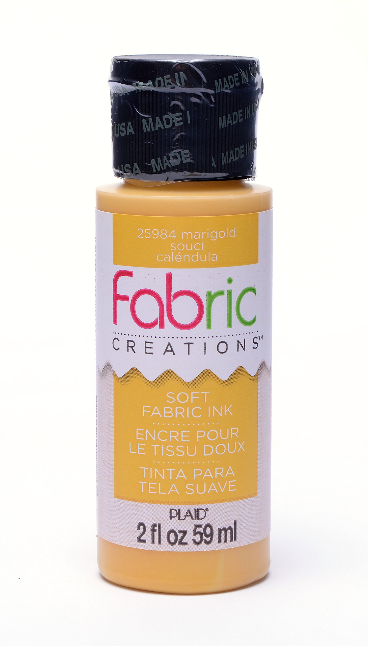 Plaid Fabric Creations Fabric Paint, Water Based Ink, Marigold, 59 ml