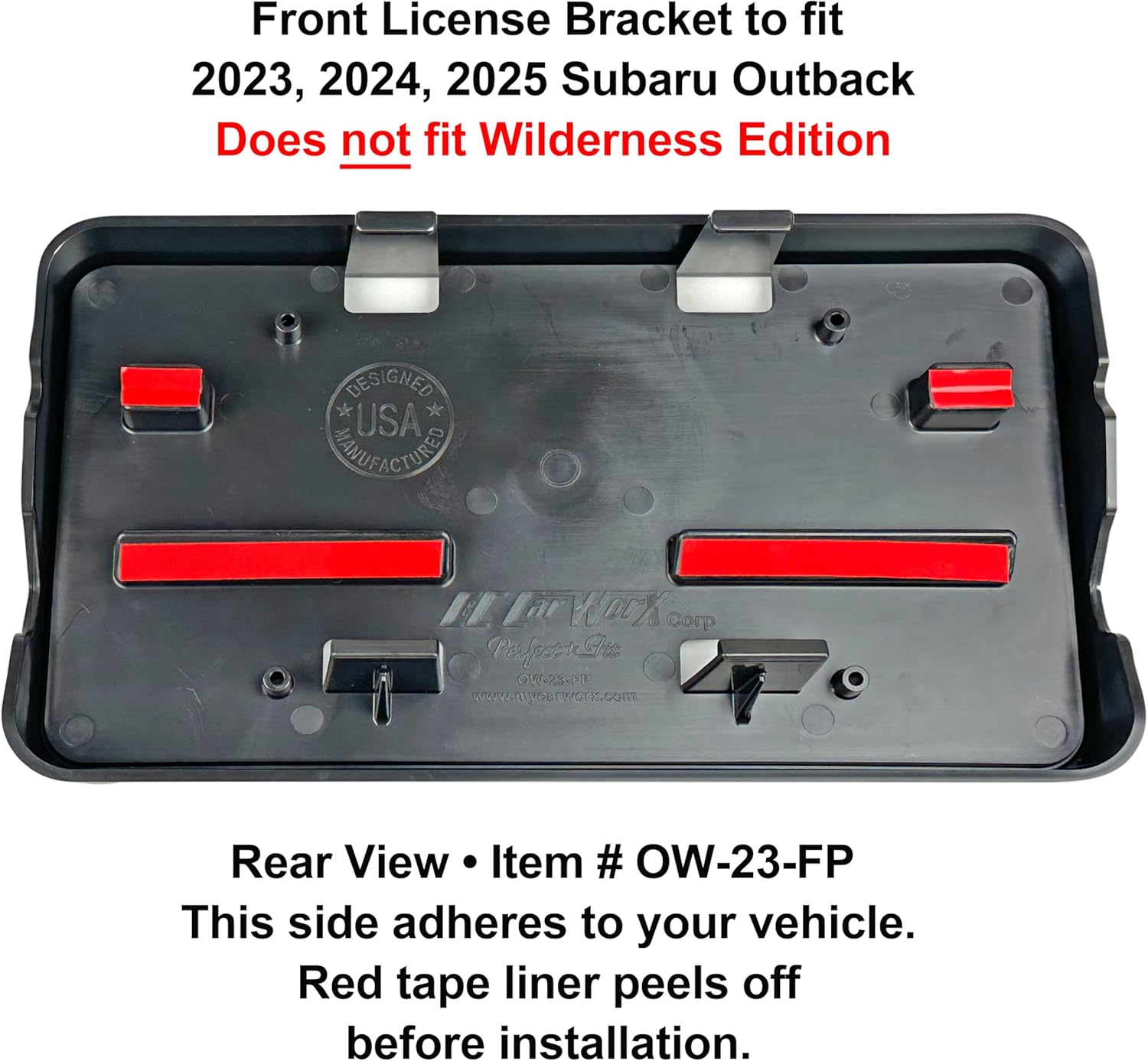 C&C Car Worx Front License Plate Frame/Bracket Compatible with 2023, 2024, 2025 Subaru Outback Wagon (Will NOT Fit The Wilderness Edition!)