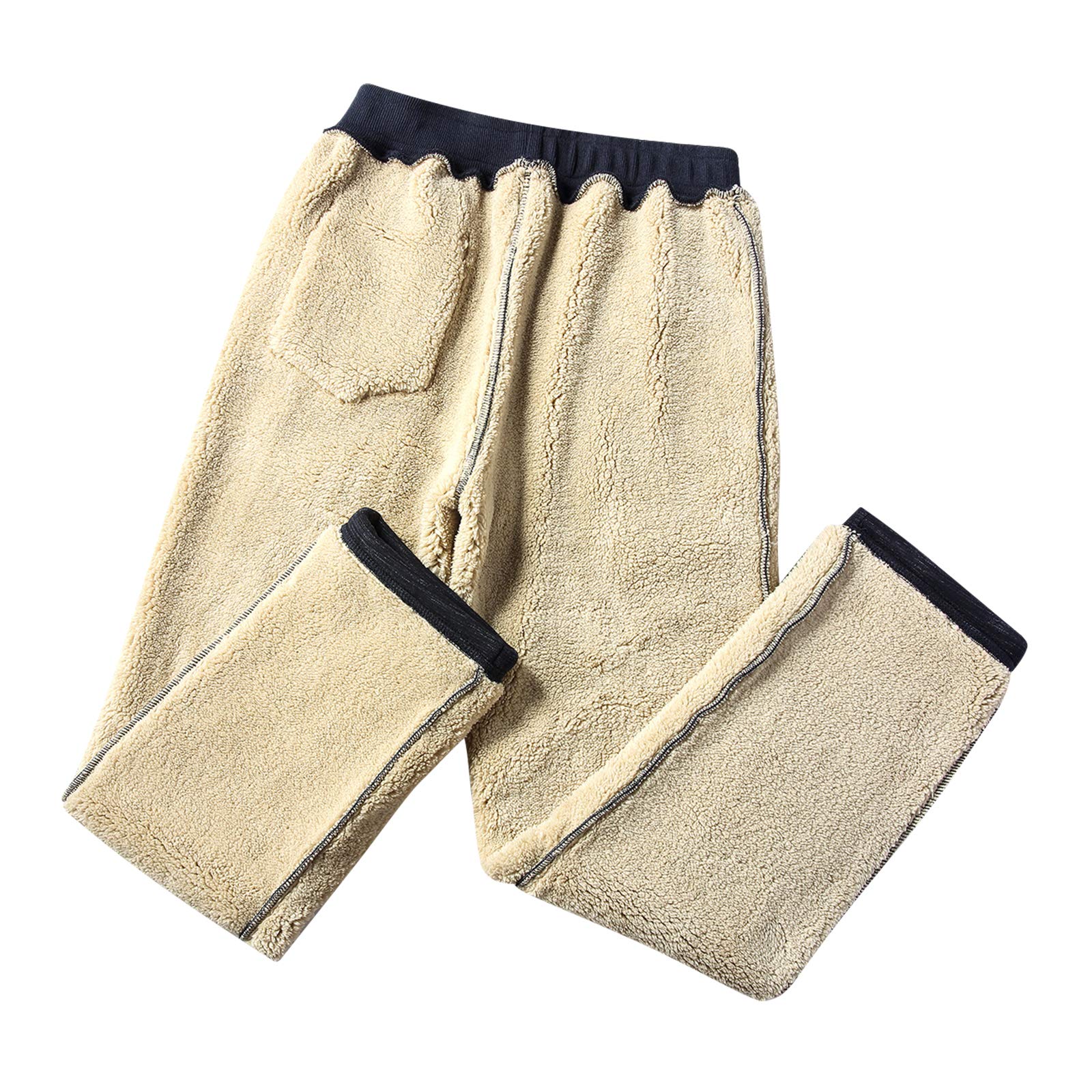Herren Winter Sherpa Fleece Jogginghose Thermo Laufhose Lang mit 2 Reißverschluss Taschen (S-6XL, 2 Arten von Unten)