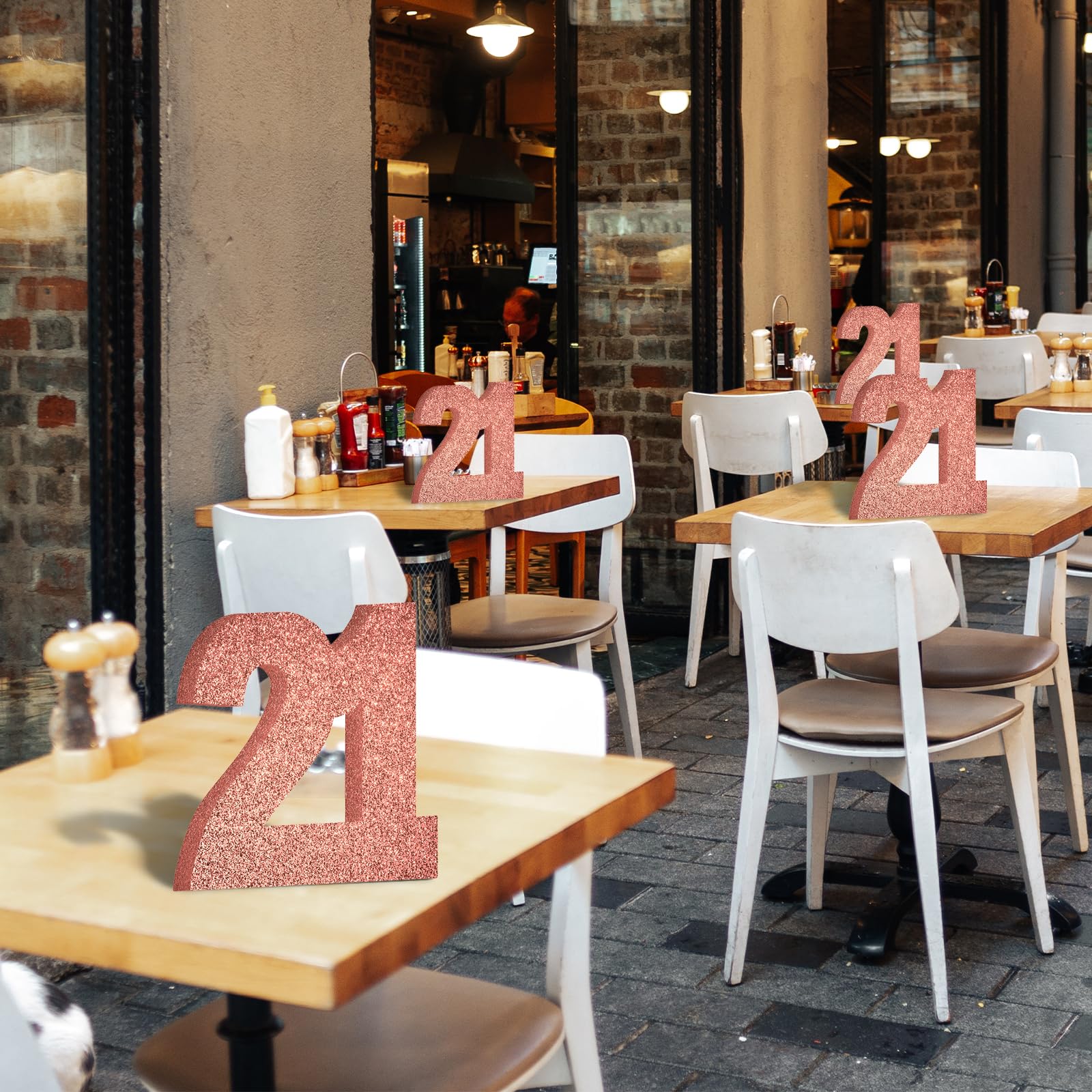 Decorazioni Per 21° Compleanno | Set Da 9 Centrotavola A Nido D'Ape Con Stelle, Torte E Palloncini | Tema Oro E Nero Per Festa Indimenticabile