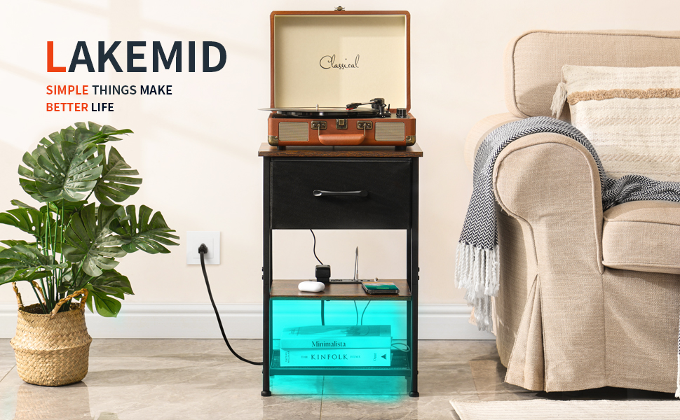 Amazon.com: LAKEMID Nightstands Set of 2,Night Stand with Charging