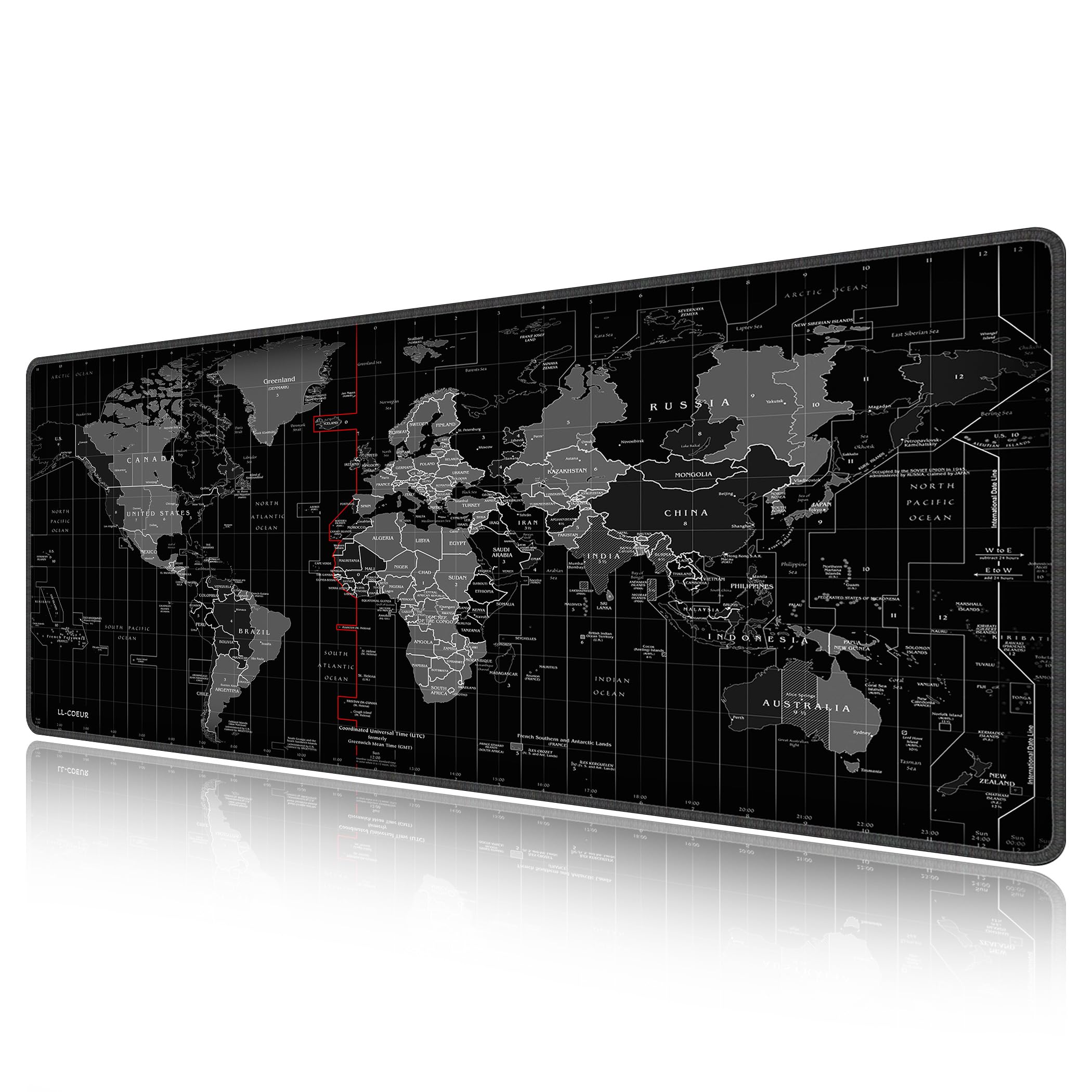LL-COEUR XXL Gaming Tappetino per Mouse Pad Mappa del Mondo Computer Scrivania Mat (1200 x 500 x 2 mm)