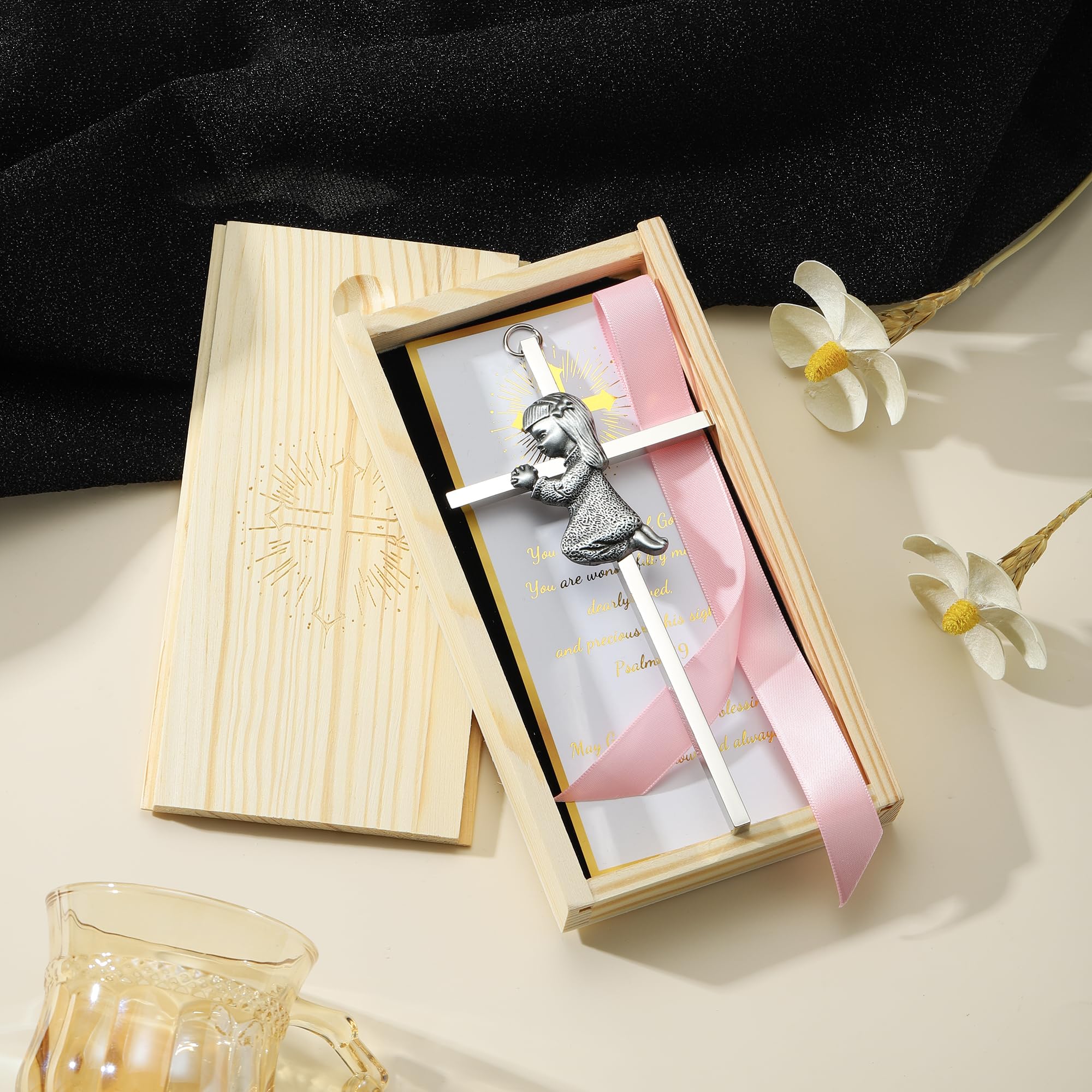Regalos de bautizo para niños y niñas, regalos de primera comunión para niños, bautizo, fiesta de baby shower, cruz de oración de 6 pulgadas