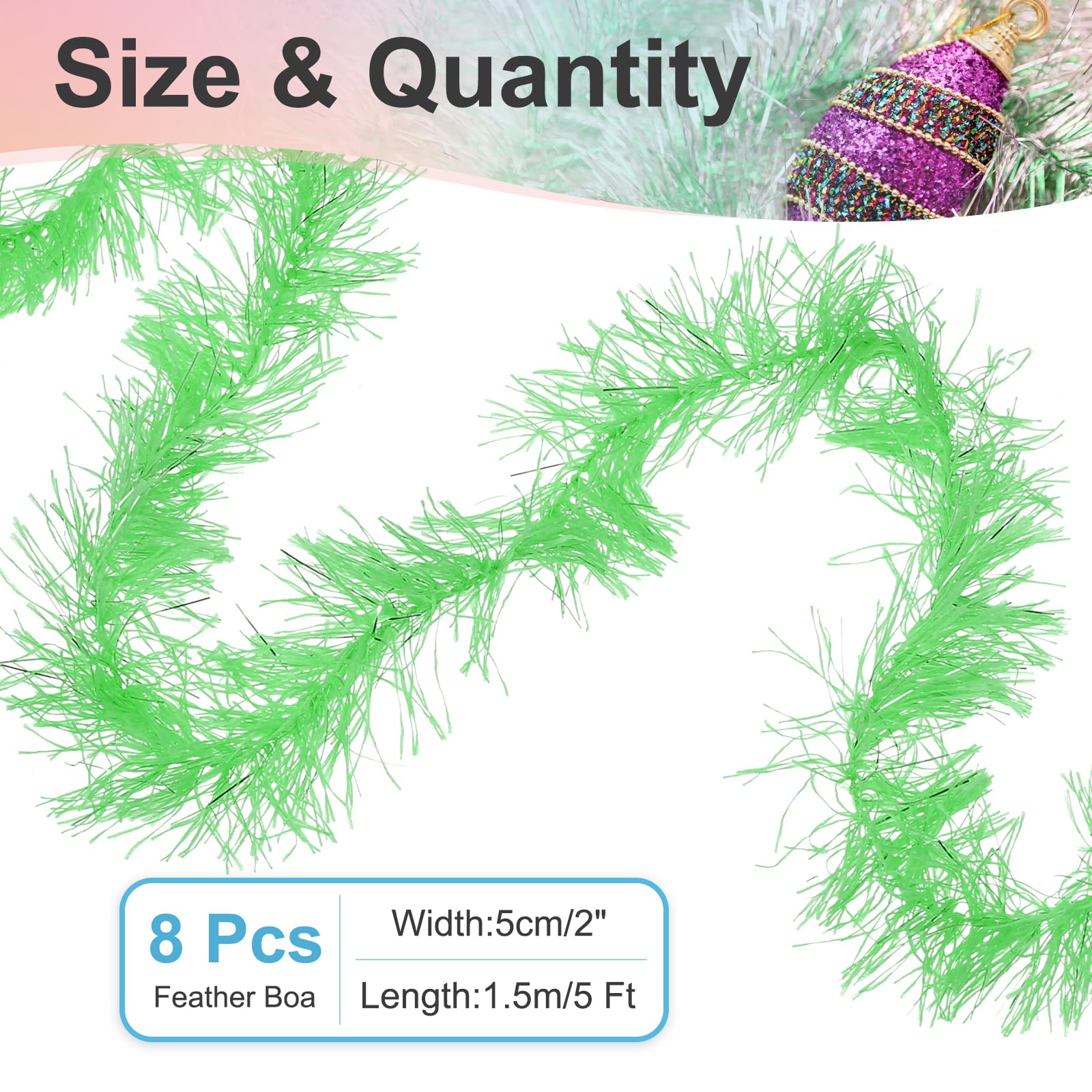 PATIKIL 5Ft Feather Boa, 8 Pcs Artificial Fluffy Feather Boas Party Decorations for DIY Crafts Wedding Costume, Christmas - Image 2