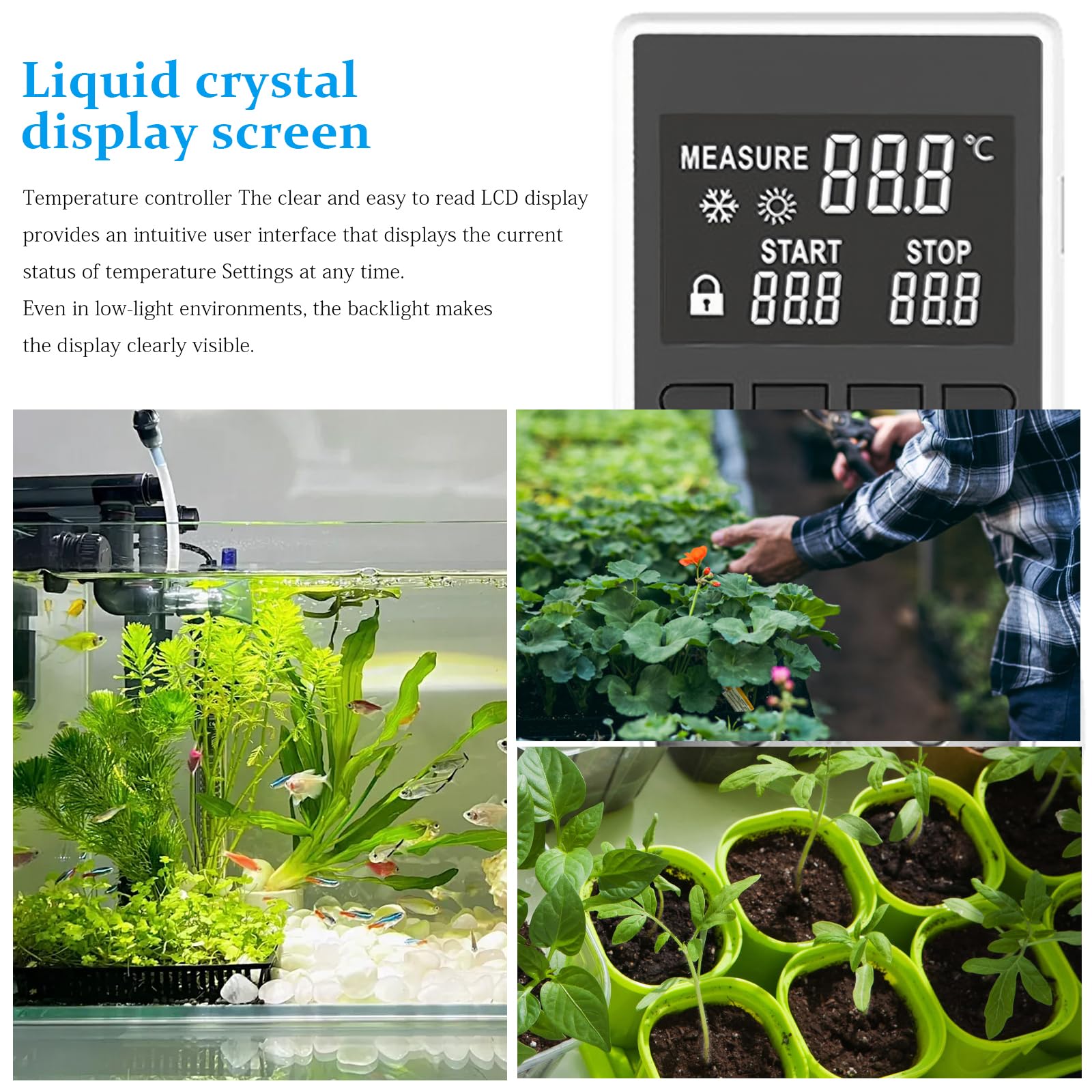 Temperaturregler 230v mit Fühler: Digitaler Steckdosen Thermostat mit LCD Bildschirm, Play und Plug Temperatur Feuchtigkeit Regler mit 2pc Thermometerkopf für Gewächshaus, Aquarium, Terrarium