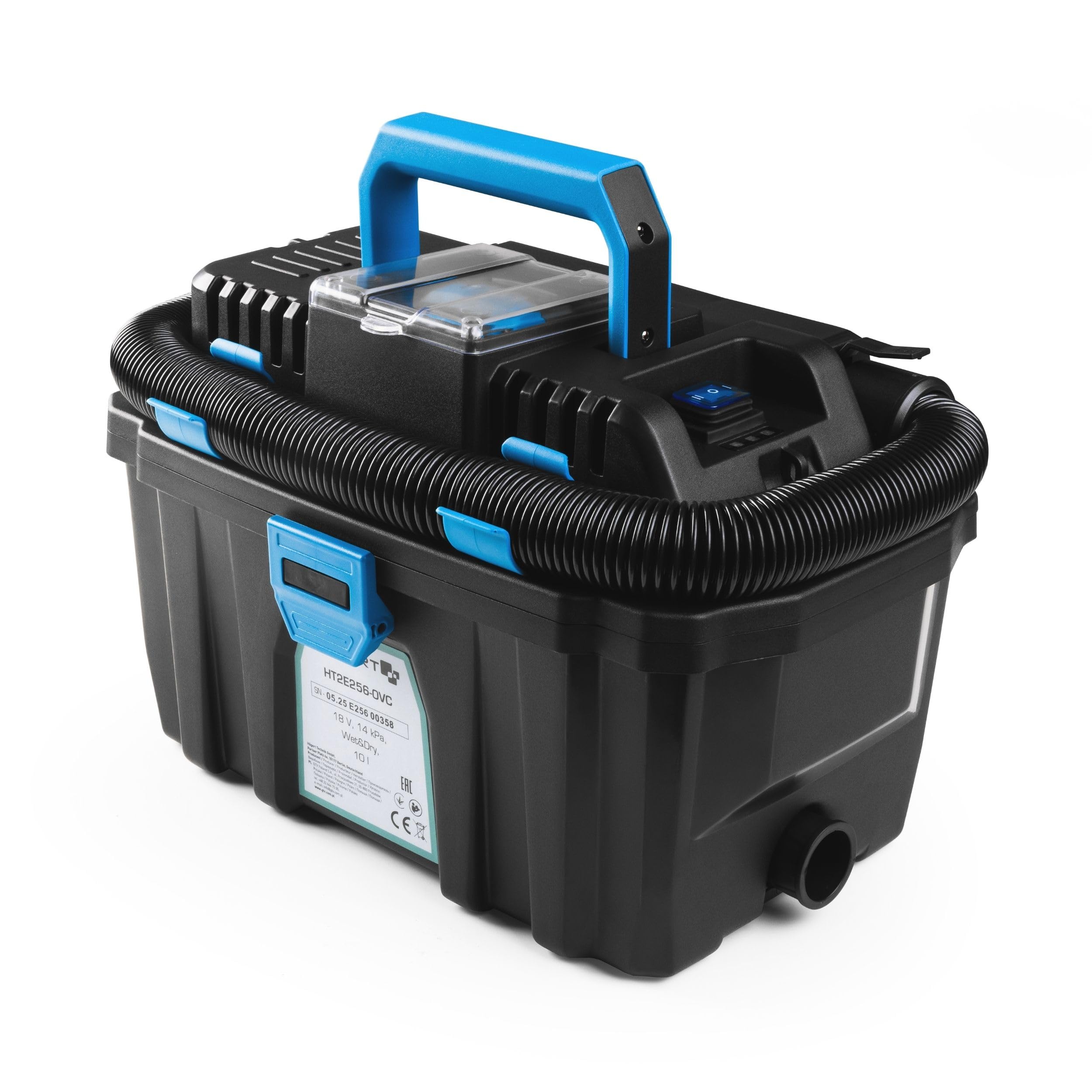 Högert Technik Aspirador en Húmedo y Seco a Batería 18V OneAccuSystem, Aspirador Industrial y de Taller Compacto con Filtro HEPA, función de soplado, depósito 10 L, inalámbrico, sin batería