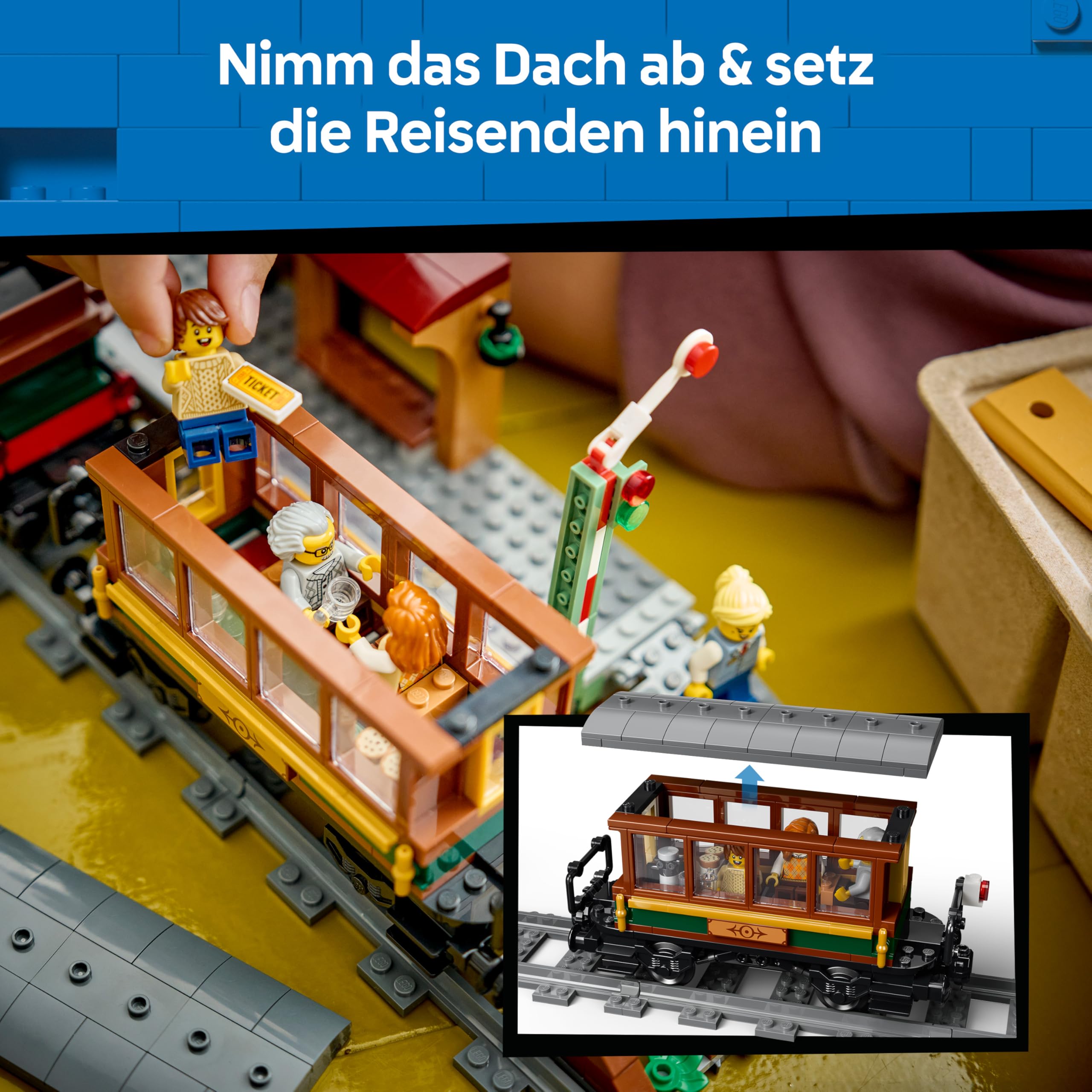 LEGO City Klassischer Dampfzug Spielzeug - STEM Modellbausatz - Set mit Bahnhof, Schienen, Führerstand Steuerung, Haltesignal und 5 Minifiguren - Geburtstagsgeschenk für Jungen ab 7 Jahren - 60511