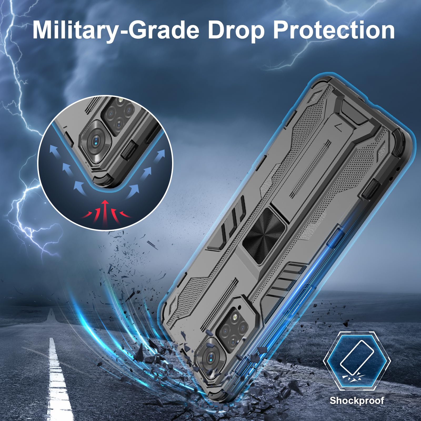 Funda para Xiaomi Redmi Note 15 Pro 5G, Carcasa Antigolpes con Soporte anular metálico, Case Protectora de Grado Militar, Azul — view 154