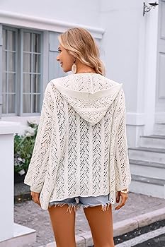 トップス FRONT WAVE CROCHET LIKE KNIT CARDIGAN Yingkis Women's Lightweight Crochet Cardigan Sweaters Long