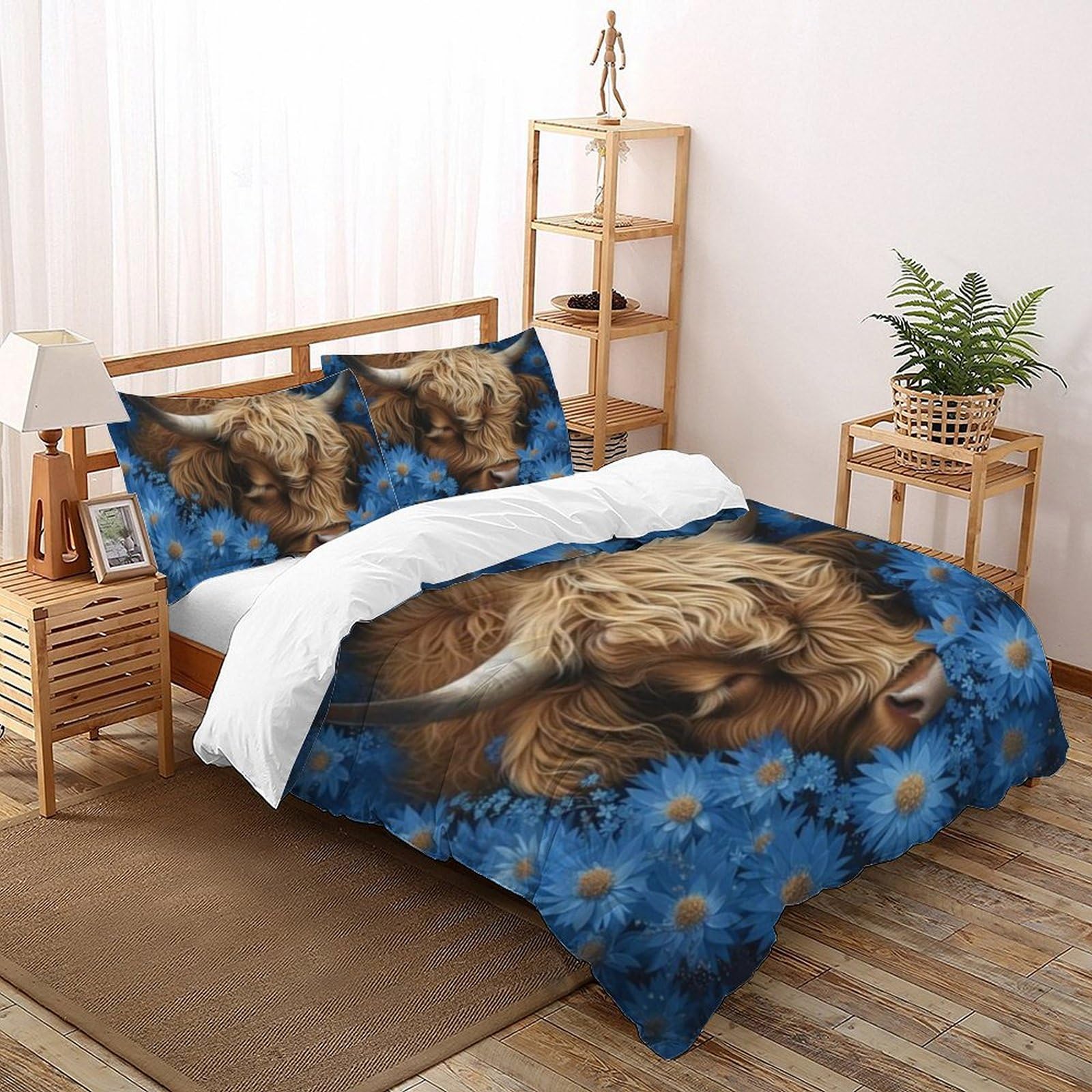 Parure de lit vache 200x200 housse de couette animaux imprimé 3D garçon microfibre