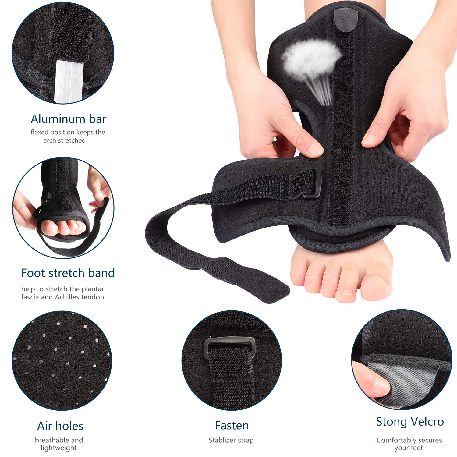 Copper Compression Plantar Fasciitis Night Splint Drop Foot Brace and