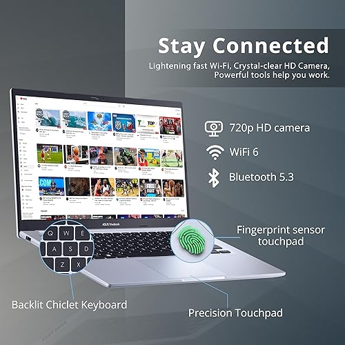 Miniatura 5 de ASUS Vivobook 14 14" FHD - Portátil ligero, Intel Core i5 1240P, 40 GB de RAM, SSD de 1 TB, teclado retroiluminado, gráficos Iris Xe, cámara HD,