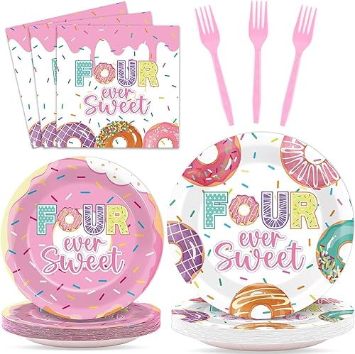 Juego de vajilla rosa con destello de 96 piezas, para fiesta de cumpleaños, decoración de fiesta de niñas, platos de papel, servilletas, tenedores,