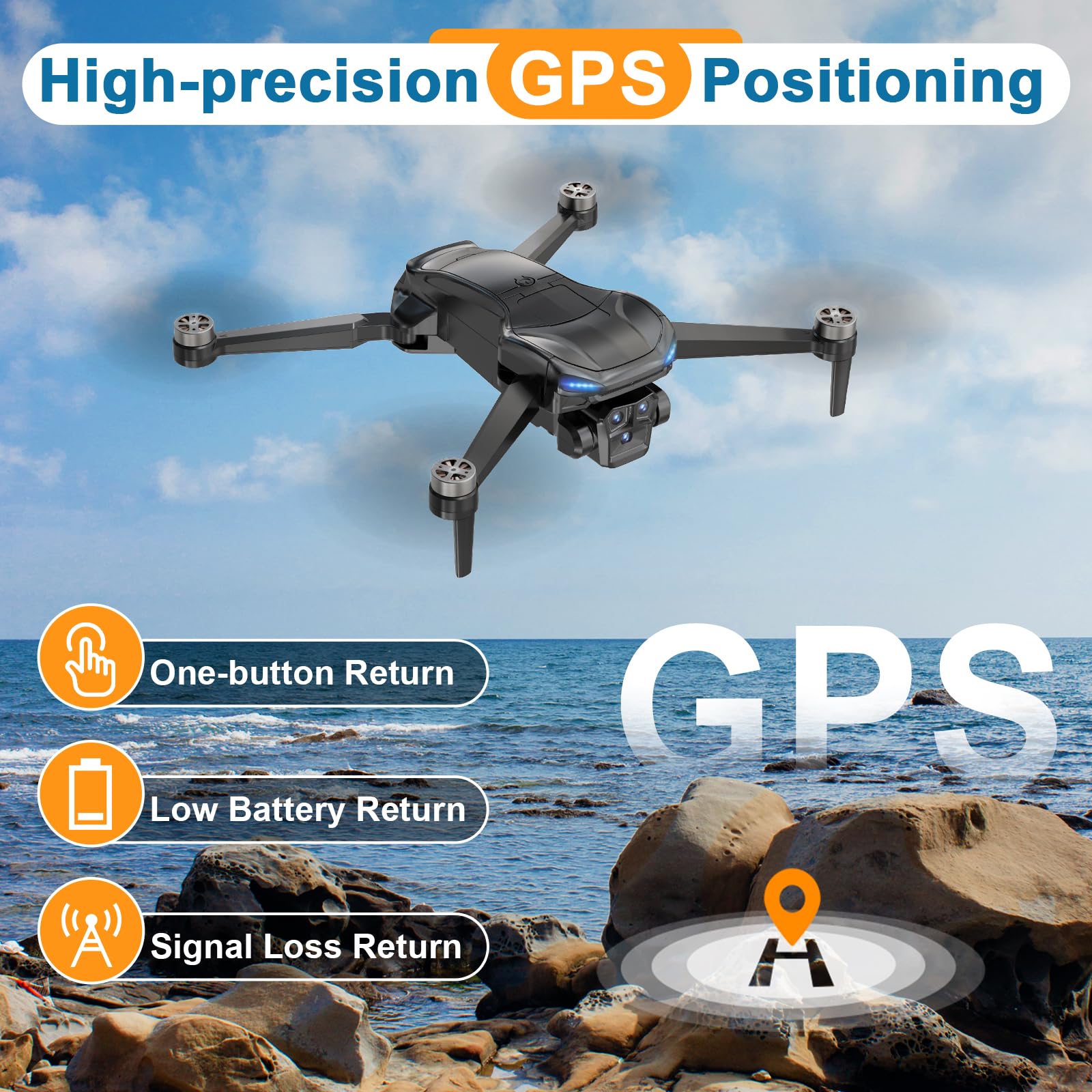 4K GPS Drone with Camera for Adults, Brushless Motor, 4.5" HD Screen Remote with 2 Batteries 60 Min Flight, with SD Card, Foldable Quadcopter Under 249g, Auto Return, Follow Me, 3 Speed Mode