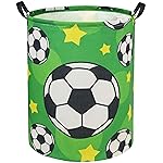 TIBAOLOVER Soccer Kids Laundry Basket Baby Hamper Soccer Toy Storage Bin for Boys Room Decor Baby Nursery Hamper Gift Baskets for Bedroom Bathroom(Green Soccer)