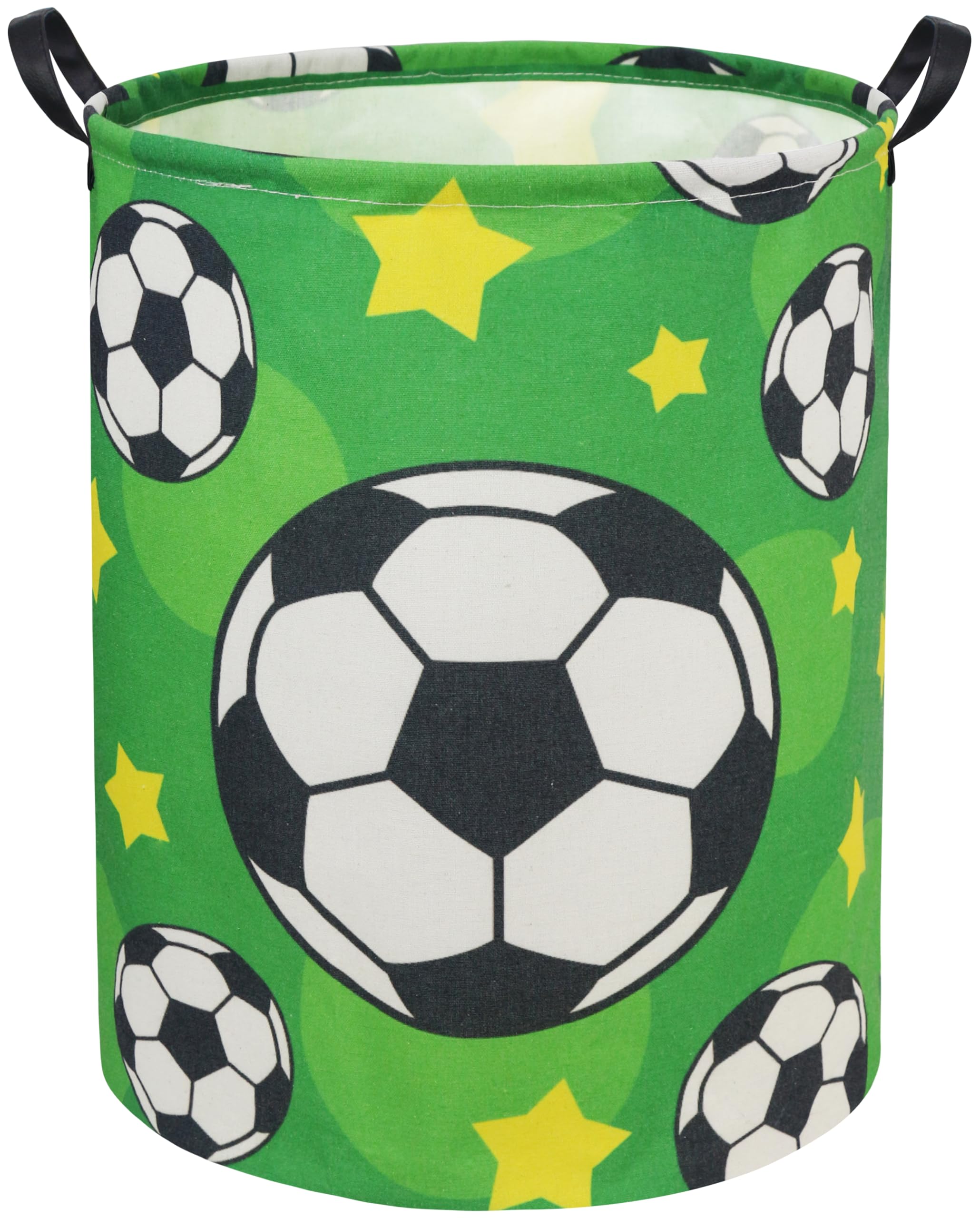 Soccer Kids Laundry Basket Baby Hamper Soccer Toy Storage Bin for Boys Room Decor Baby Nursery Hamper Gift Baskets for Bedroom Bathroom(Green Soccer)