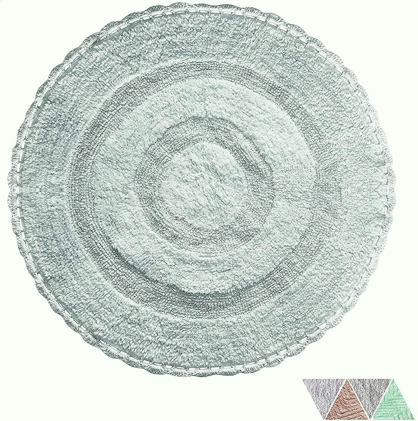 The Home TalkWater Absorbent Bath Mat Non Slip Bathroom Accessories for Spa Shower Kitchen Living Room Mat Warm Soft Round 24 Inch Machine Washable Aqua Blue