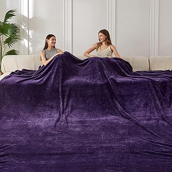 COOVA Oversized King Fleece Blanket 120x120 inches, Soft Cozy Warm Giant Extra Large 10'x10' Blanket for Bed, Sofa, Couch,Travel, Camping, California Huge Big Throw Blanket, Jacquard Pueple