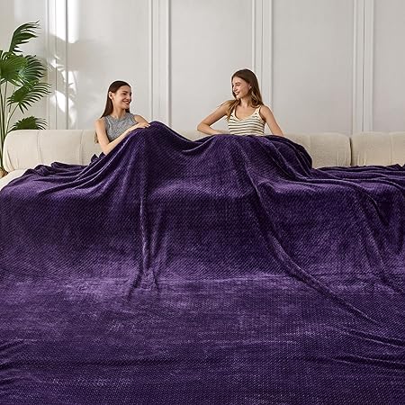 COOVA Oversized King Fleece Blanket 120x120 inches, Soft Cozy Warm Giant Extra Large 10'x10' Blanket for Bed, Sofa, Couch,Travel, Camping, California Huge Big Throw Blanket, Jacquard Pueple