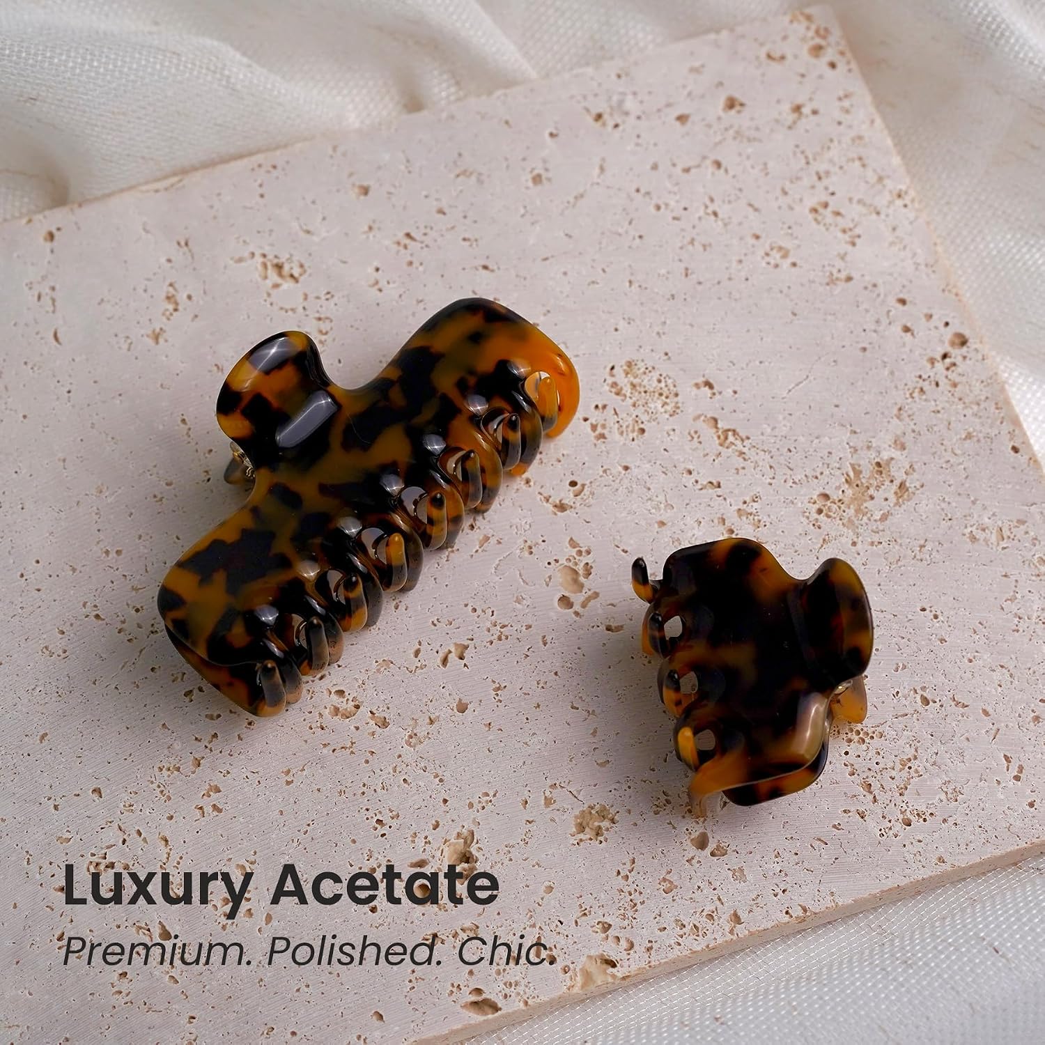 GLAMUP 2Pcs Acetate Tortoiseshell Claw Clips, 4 Inch & 2 Inch for Updos & Half Ups, Retro French Non-Slip Strong Hold Hair Accessories, Classic Tortoise Shell, Gift Box image 2