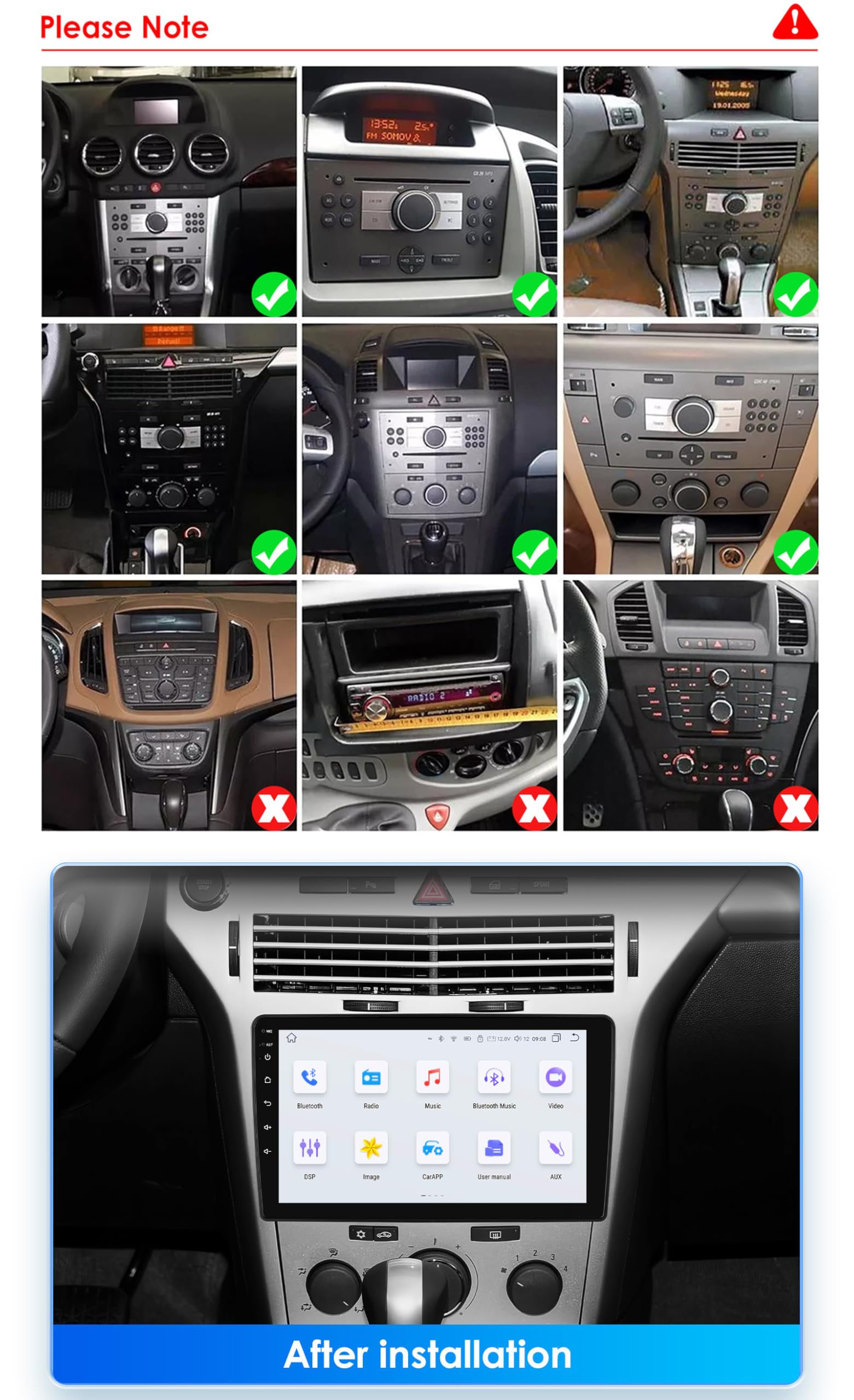 M200s,Android 15 Radio 2 Din Stereo z 4G WiFi Carplay Android Auto dla Astra H/Tigra TwinTop 2004 Upgrade Touch Screen GPS Navi 9'' MP5 Multimedia Odtwarzacz wideo FM BT Odbiornik